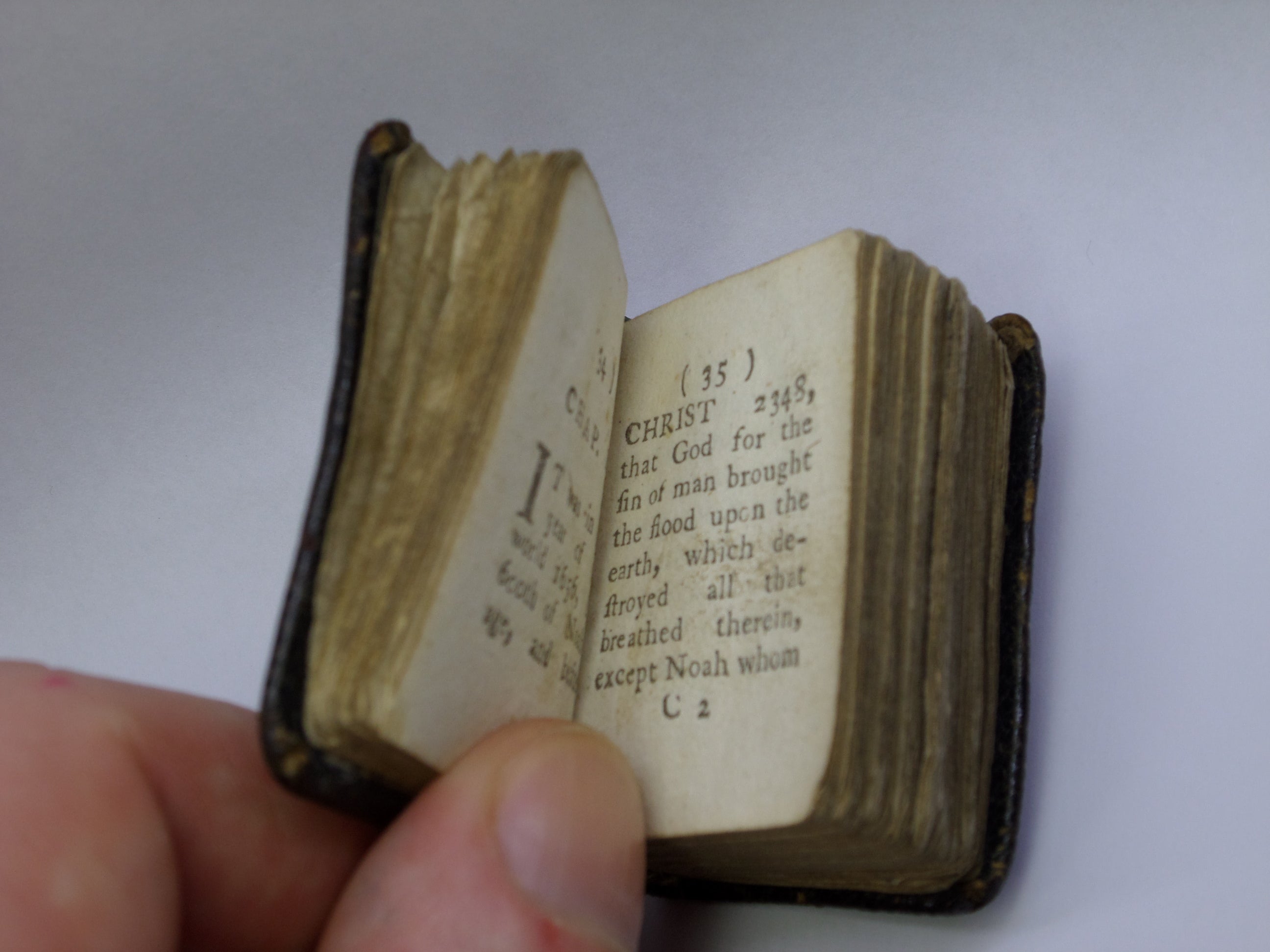 THE BIBLE IN MINIATURE 1780 LEATHER BINDING, ILLUSTRATED