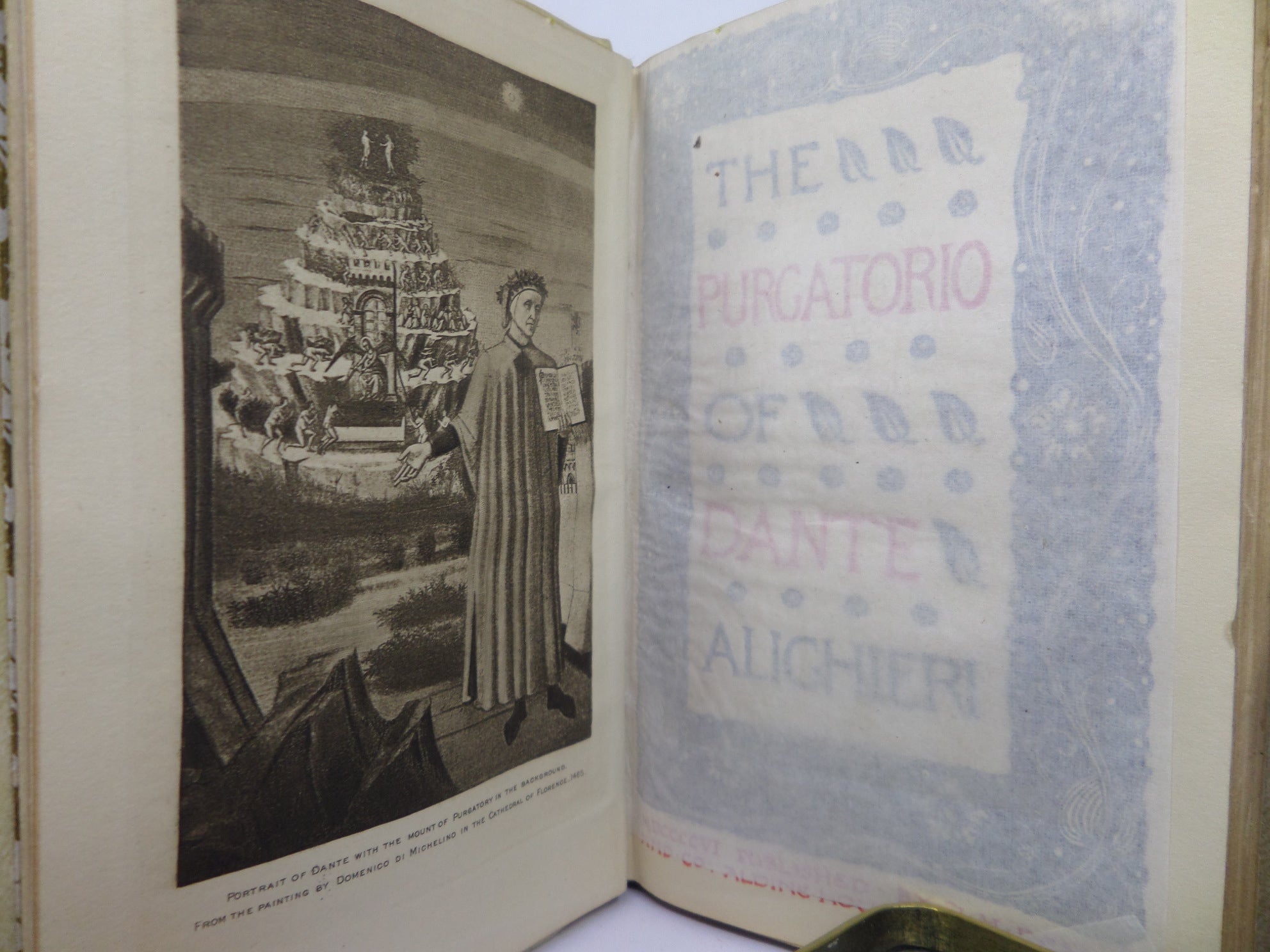 THE DIVINE COMEDY OF DANTE ALIGHIERI IN 3 VOLUMES GIANNINI HAND-PAINTED BINDINGS