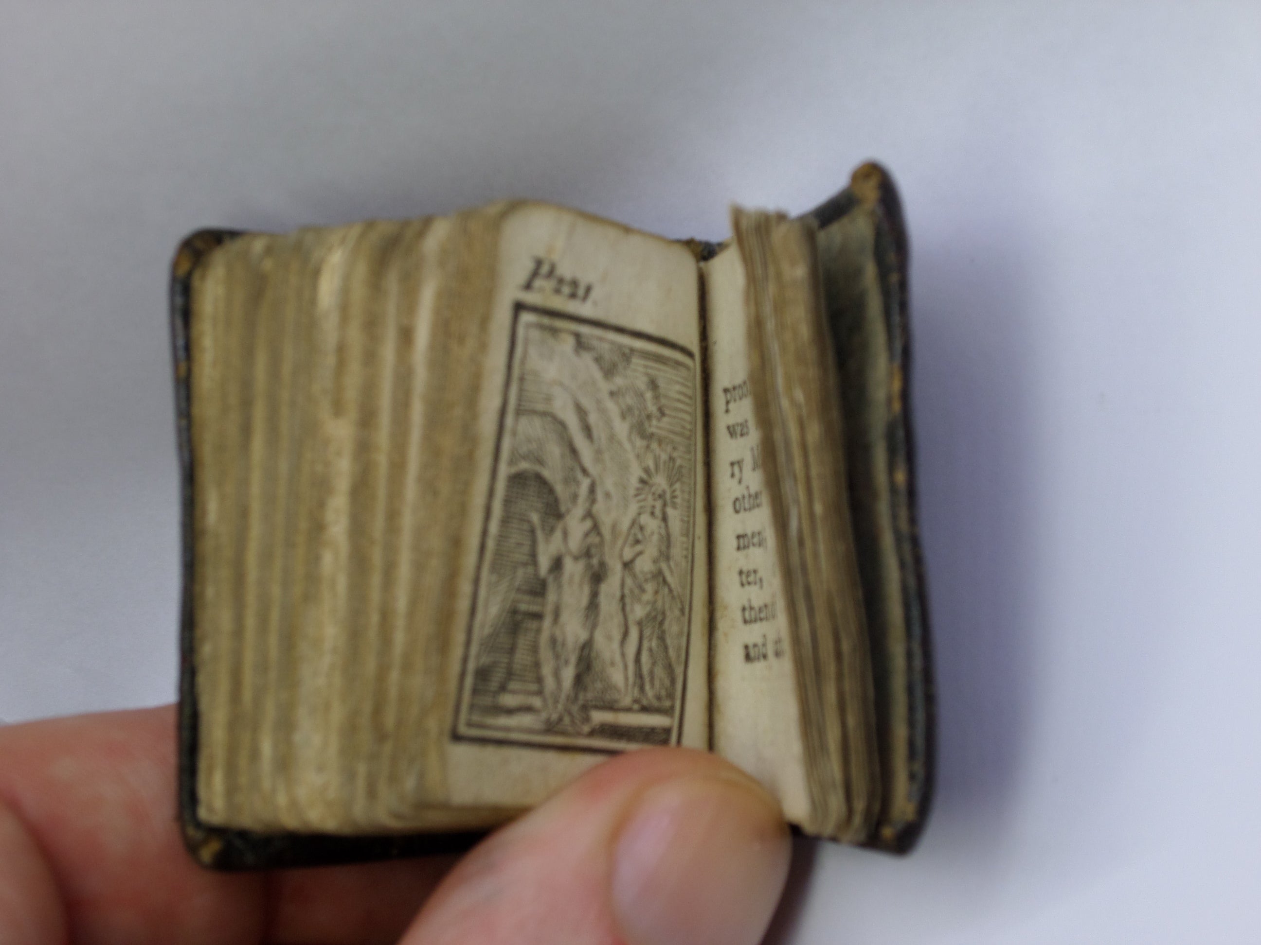 THE BIBLE IN MINIATURE 1780 LEATHER BINDING, ILLUSTRATED