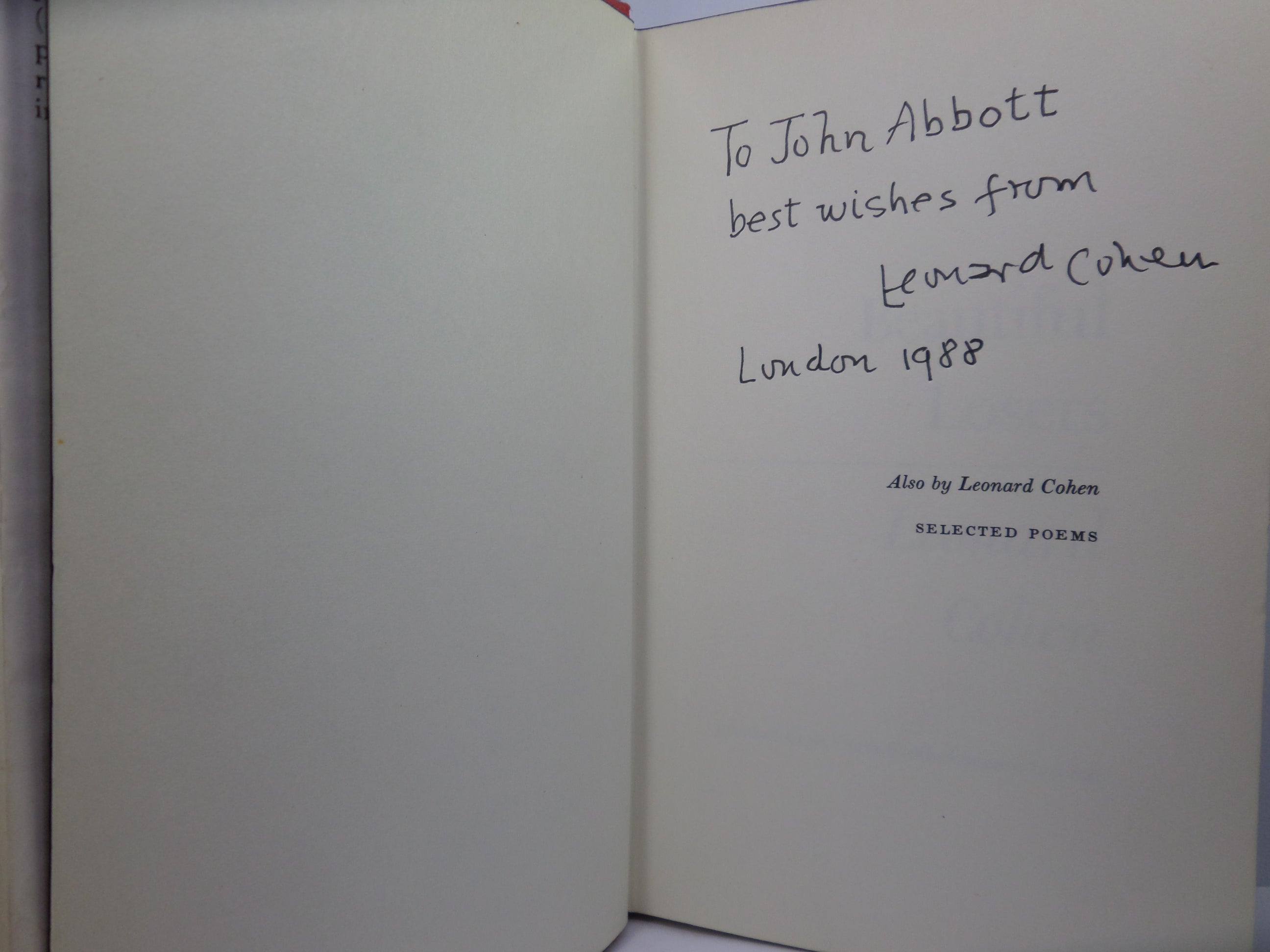 BEAUTIFUL LOSERS BY LEONARD COHEN 1970 SIGNED & INSCRIBED FIRST UK EDITION