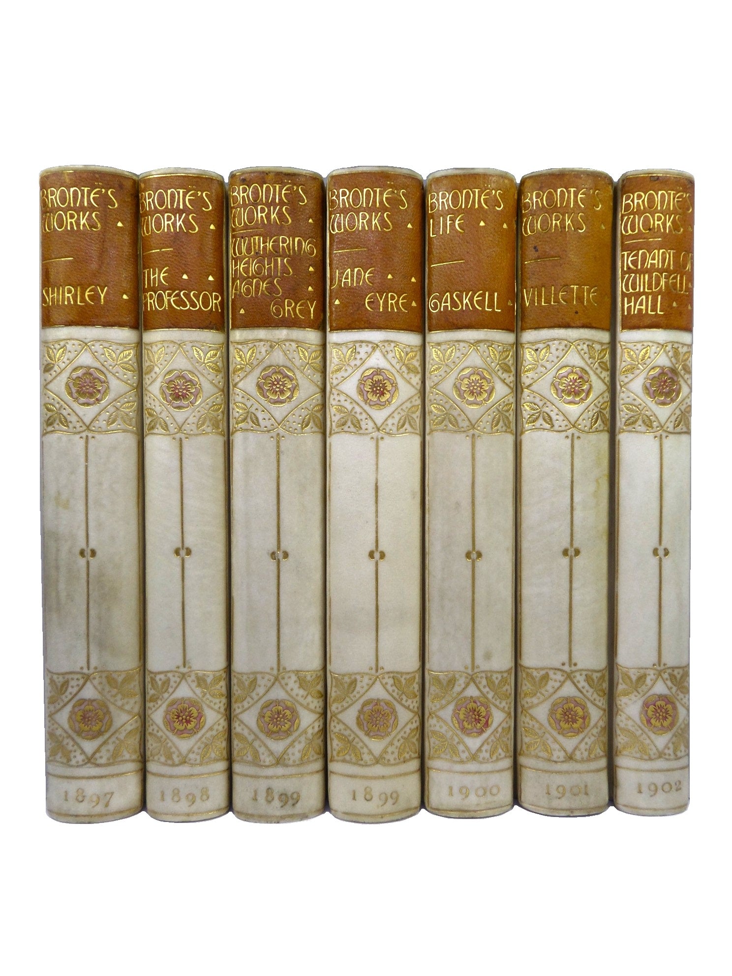 LIFE & WORKS OF CHARLOTTE BRONTE & HER SISTERS FINELY BOUND IN SEVEN VOLUMES BY TRUSLOVE & HANSON