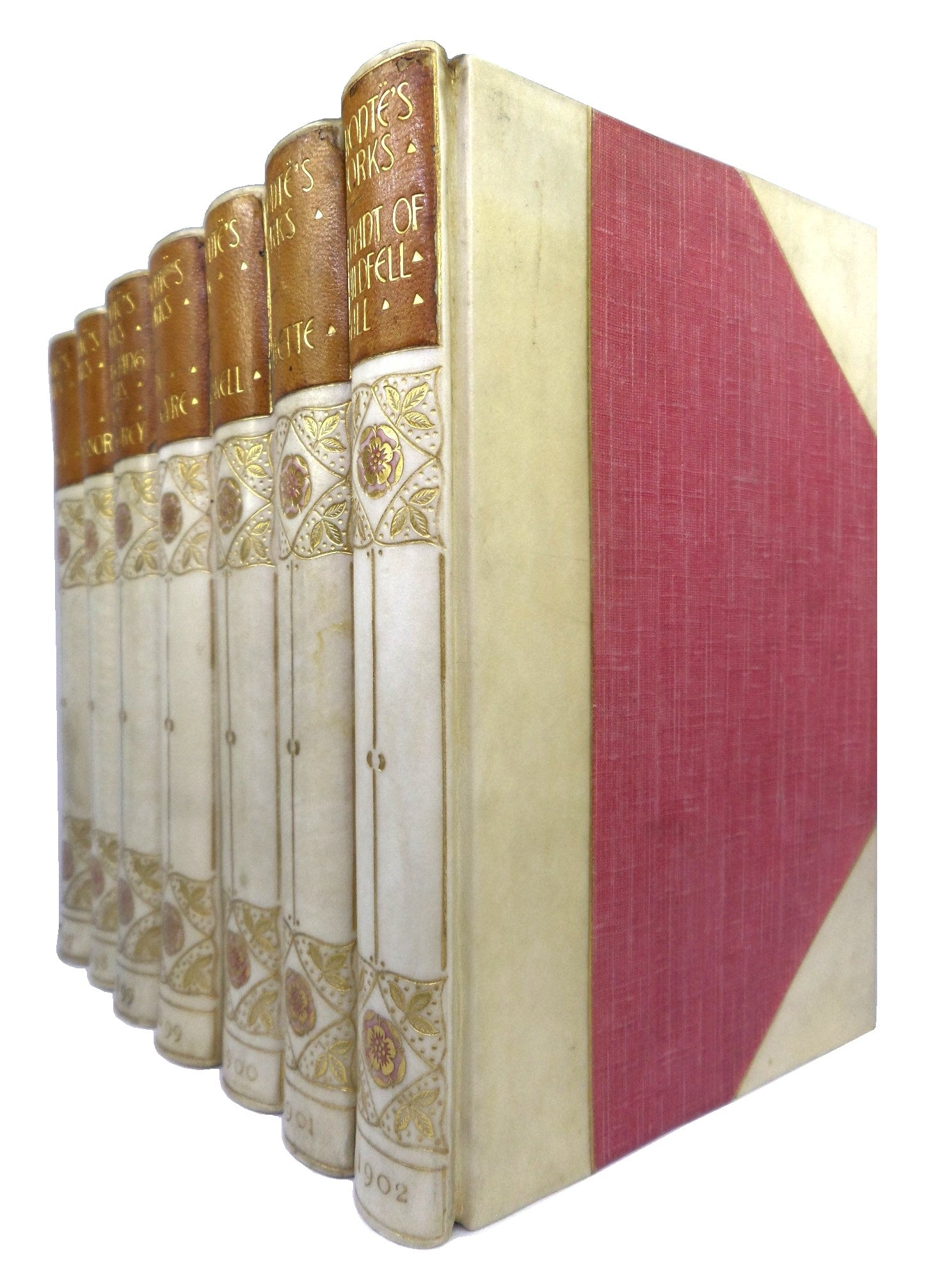 LIFE & WORKS OF CHARLOTTE BRONTE & HER SISTERS FINELY BOUND IN SEVEN VOLUMES BY TRUSLOVE & HANSON