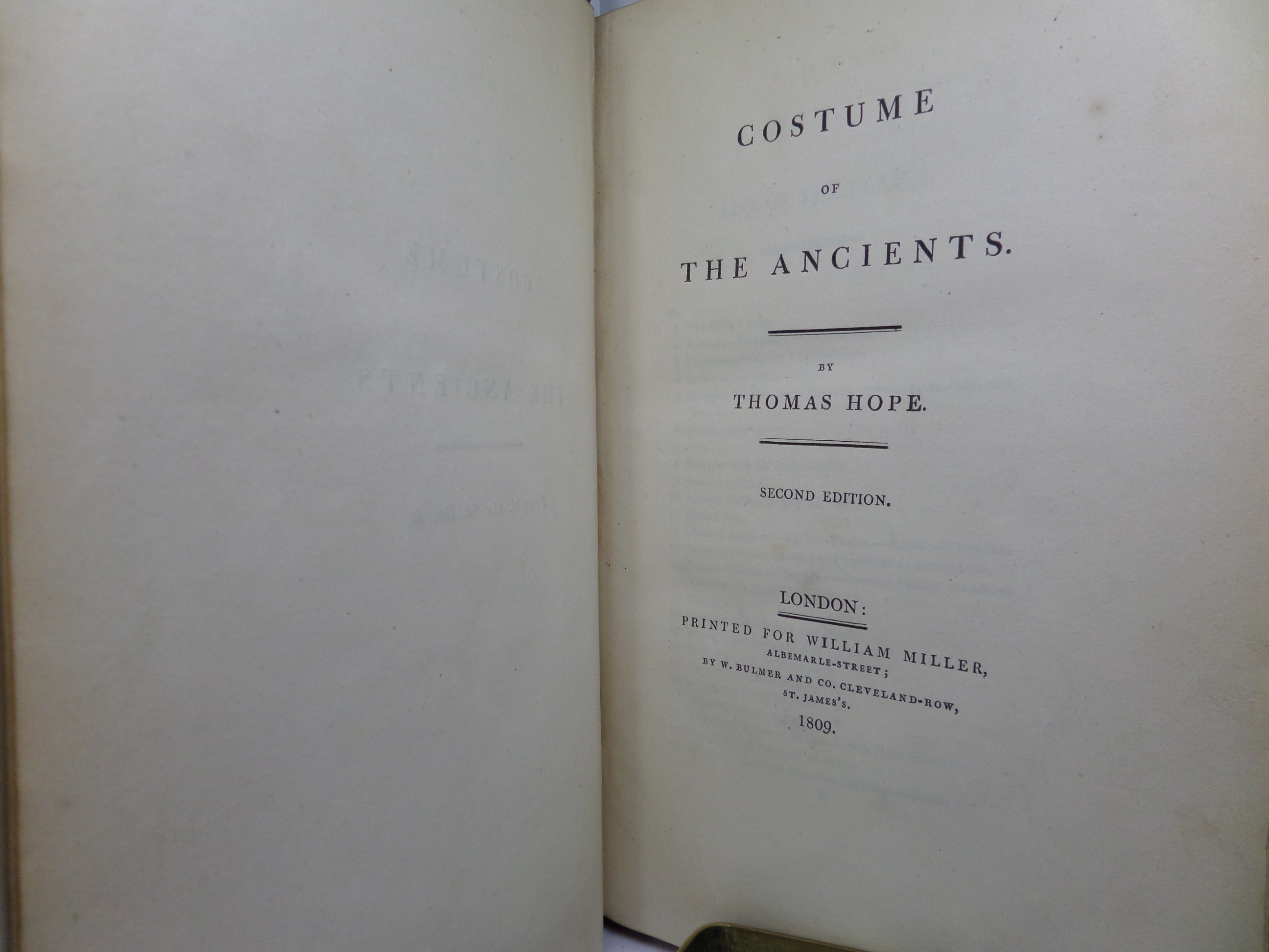 COSTUME OF THE ANCIENTS BY THOMAS HOPE 1809 SECOND EDITION, LEATHER BOUND