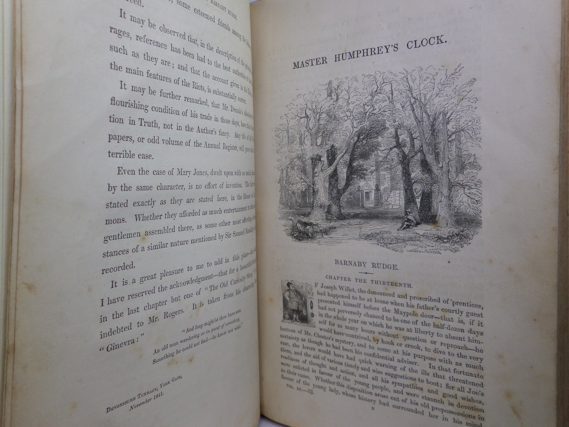 MASTER HUMPHREY'S CLOCK BY CHARLES DICKENS 1840-41 FIRST EDITION LEATHER BOUND