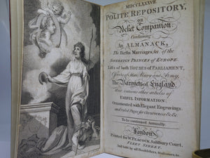 POLITE REPOSITORY OR POCKET COMPANION CONTAINING AN ALMANACK 1787 FINE BINDING