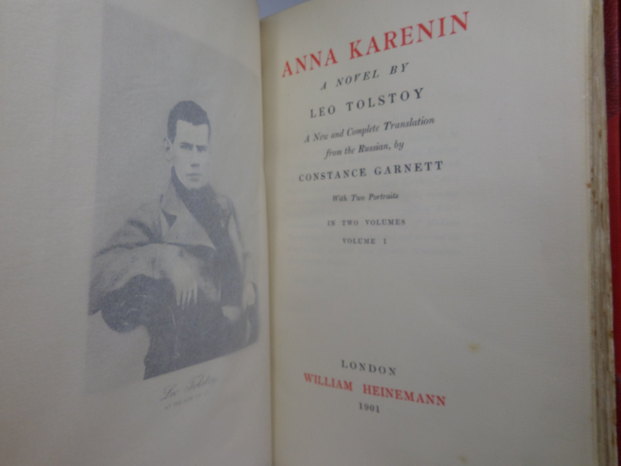 ANNA KARENINA BY LEO TOLSTOY 1901 FINELY BOUND IN TWO VOLUMES BY BAYNTUN RIVIERE