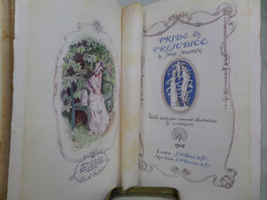 PRIDE AND PREJUDICE BY JANE AUSTEN 1907 DELUXE VELLUM BINDING, C. E. BROCK ILLUSTRATIONS