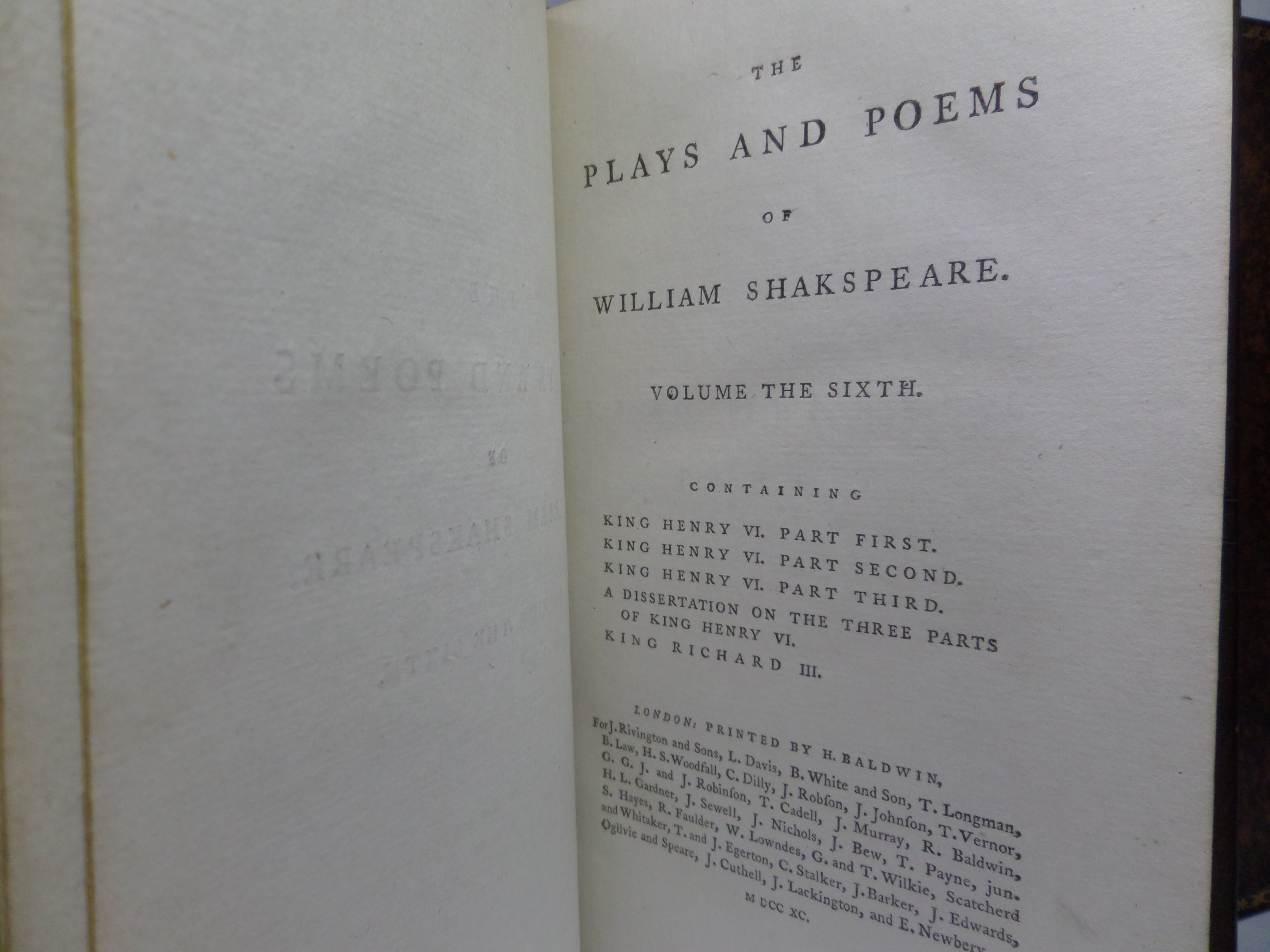 THE PLAYS & POEMS OF WILLIAM SHAKESPEARE 1790 FIRST EDMOND MALONE EDITION, LEATHER-BOUND IN 11 VOLUMES