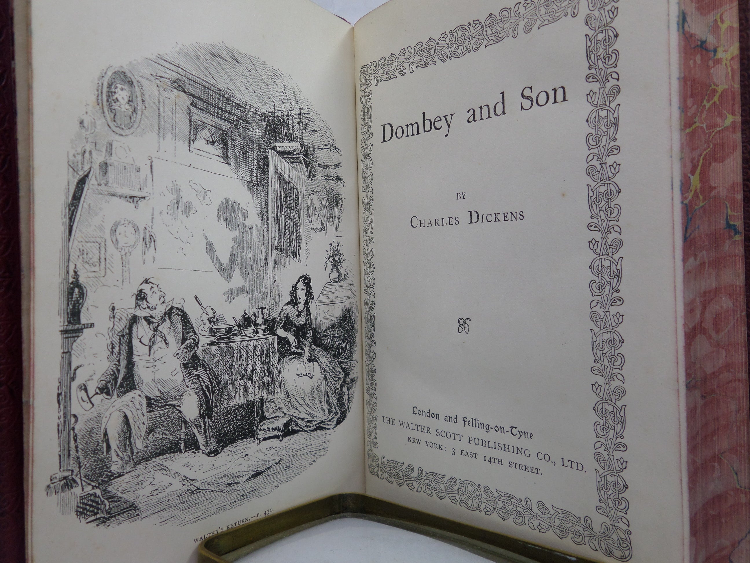 DOMBEY AND SON BY CHARLES DICKENS CA. 1900 LEATHER PRIZE BINDING