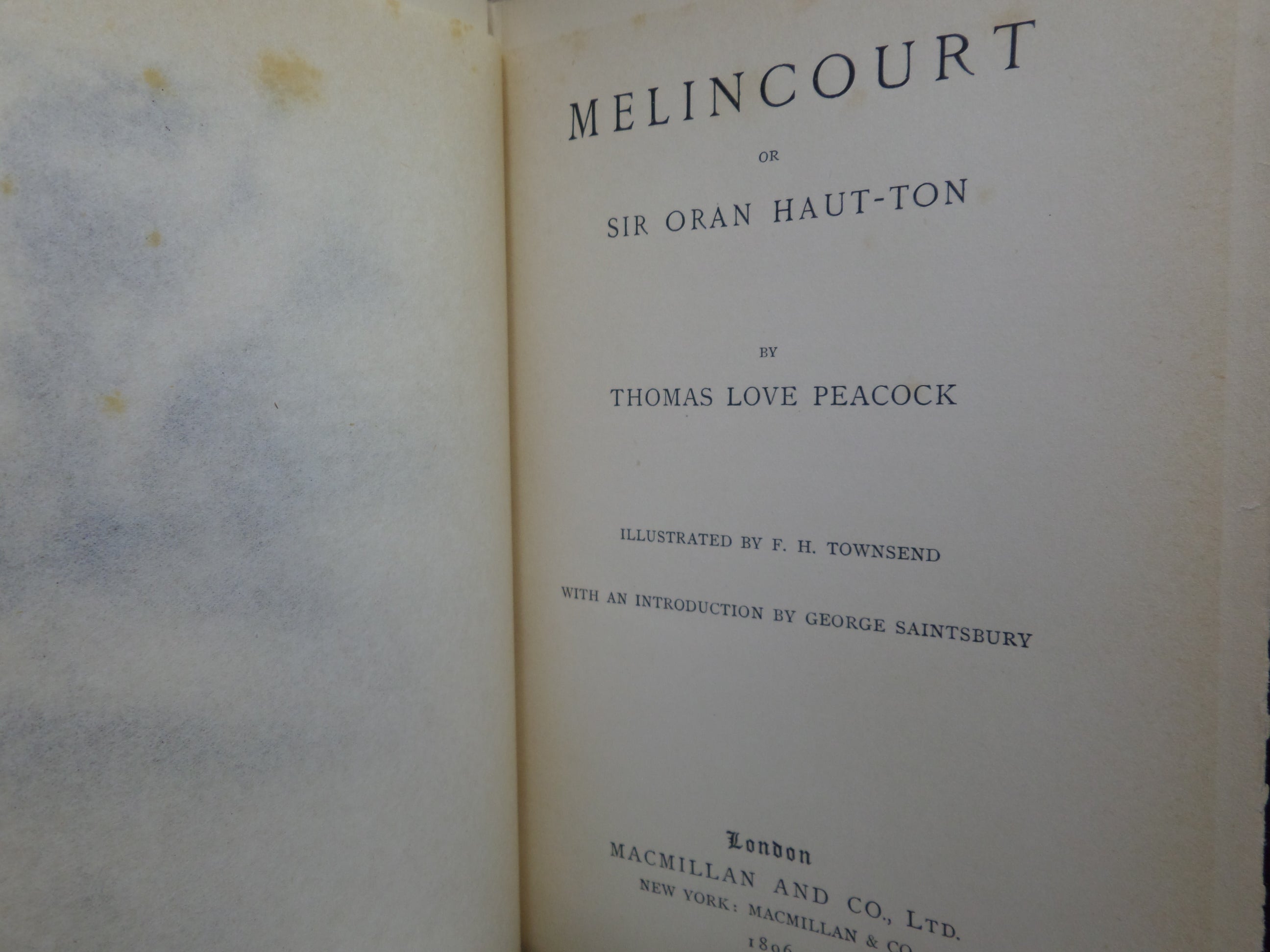 MELINCOURT; OR, SIR ORAN HAUT-TON BY THOMAS LOVE PEACOCK 1896 ILLUSTRATED BY F. H. TOWNSEND