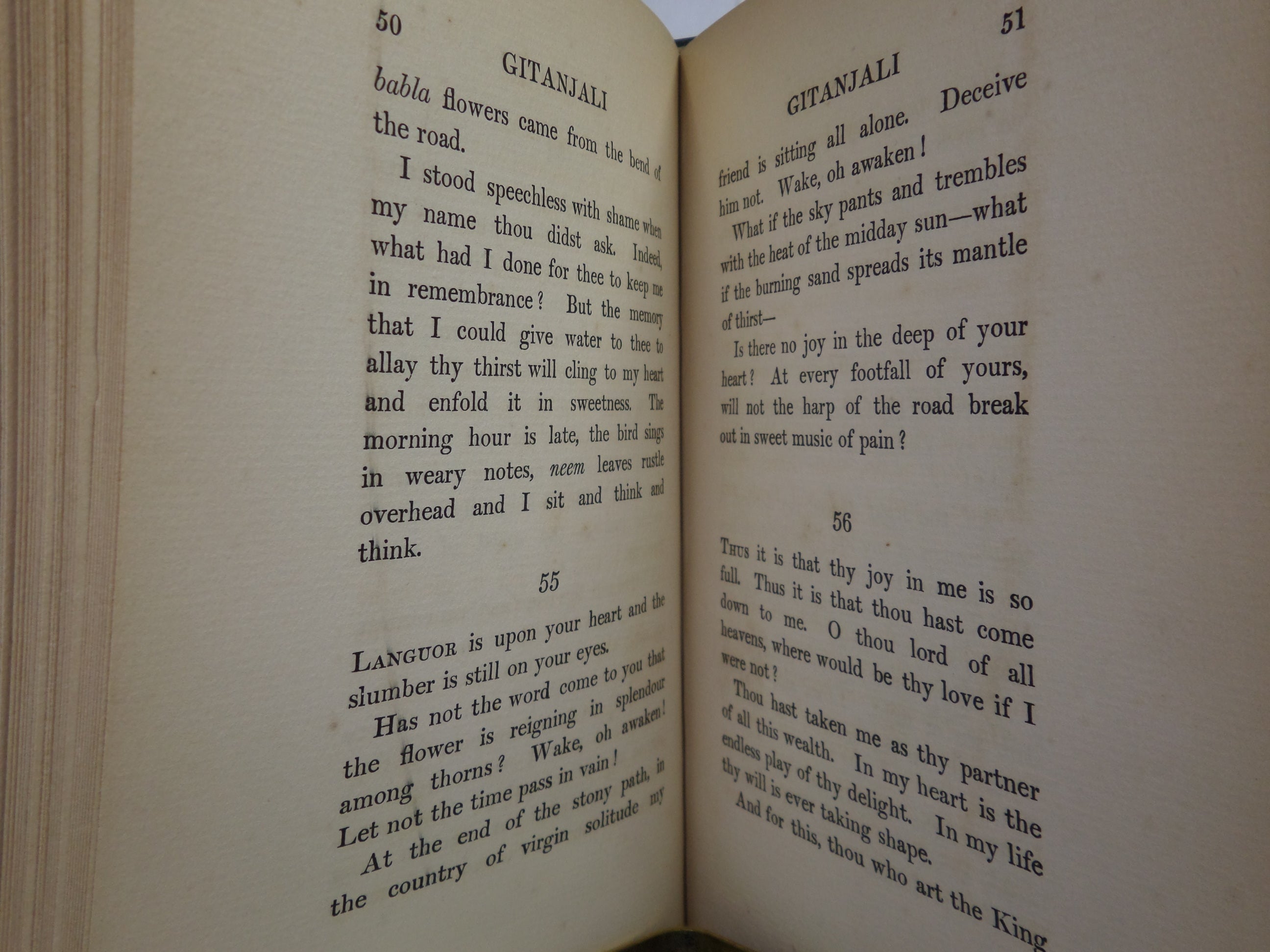 GITANJALI (SONG OFFERINGS) BY RABINDRANATH TAGORE 1914 LEATHER BOUND