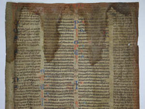 13TH CENTURY MEDIEVAL LEGAL ILLUMINATED MANUSCRIPT LEAF - JUSTINIAN'S DIGEST