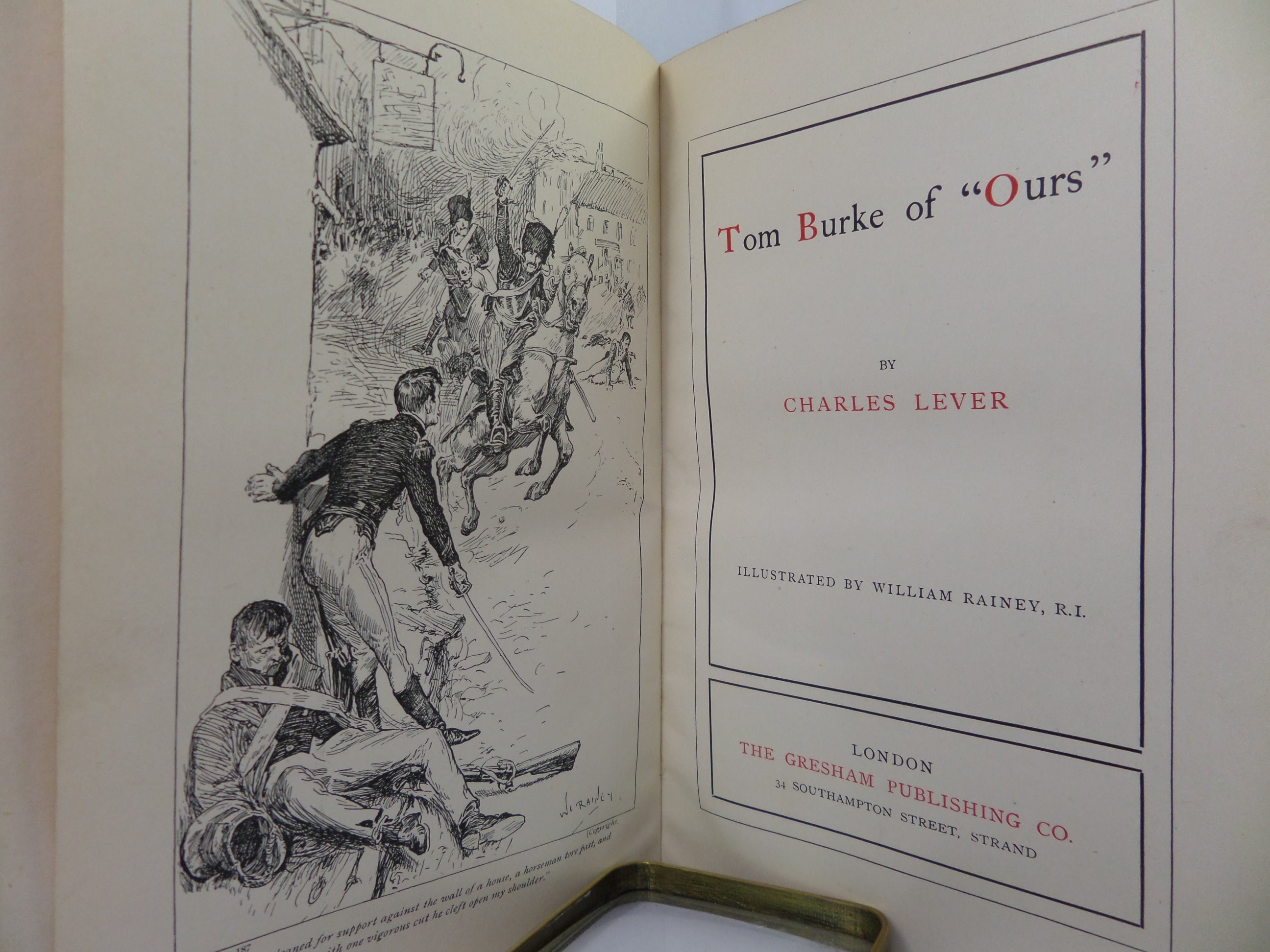 TOM BURKE OF "OURS" BY CHARLES LEVER 1900 DELUXE LEATHER BINDING TALWIN MORRIS