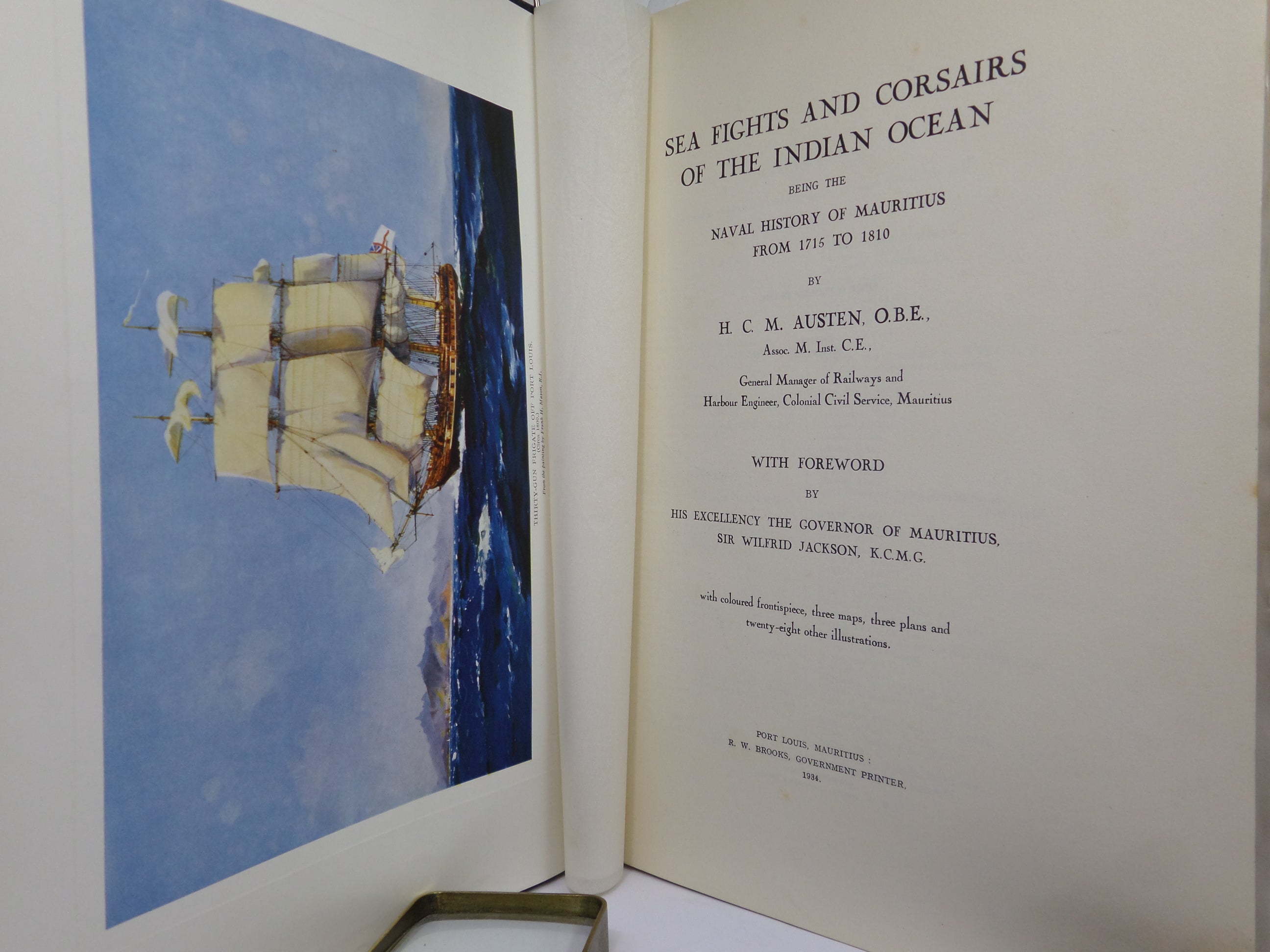 SEA FIGHTS AND CORSAIRS OF THE INDIAN OCEAN; NAVAL HISTORY OF MAURITIUS BY H.C.M. AUSTEN 1934 FIRST LIMITED 'MAURITIUS EDITION'