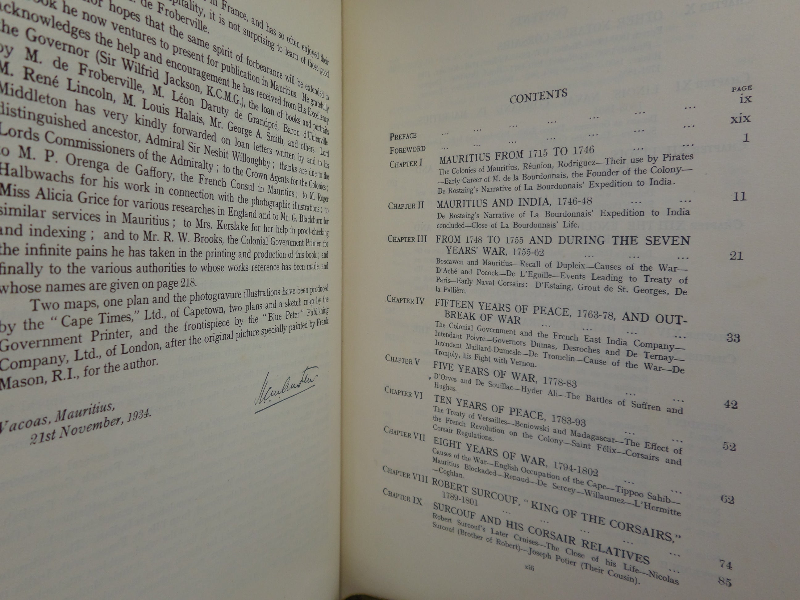 SEA FIGHTS AND CORSAIRS OF THE INDIAN OCEAN; NAVAL HISTORY OF MAURITIUS BY H.C.M. AUSTEN 1934 FIRST LIMITED 'MAURITIUS EDITION'