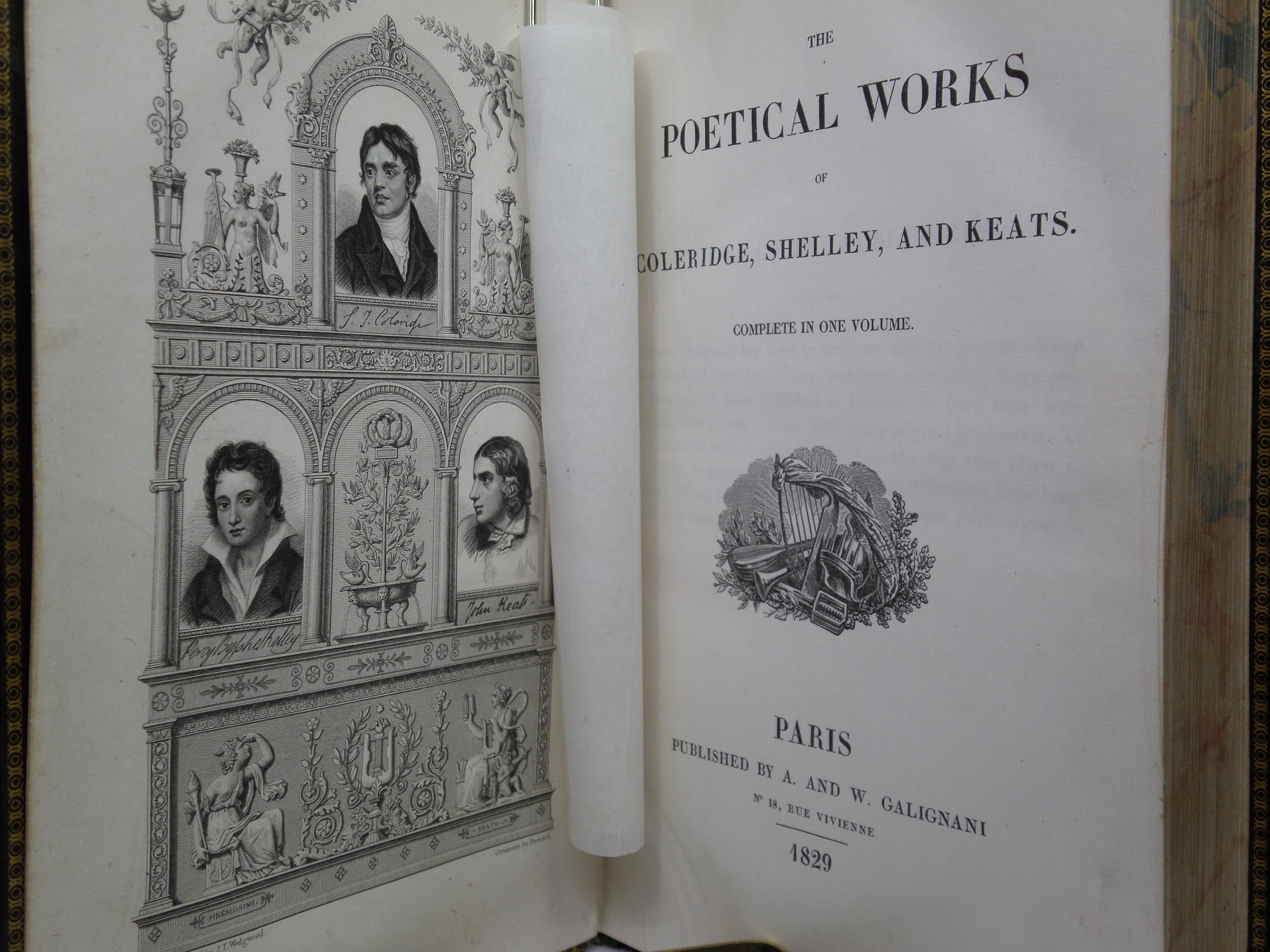 THE POETICAL WORKS OF COLERIDGE, SHELLEY AND KEATS 1829 GALIGNANI FIRST EDITION