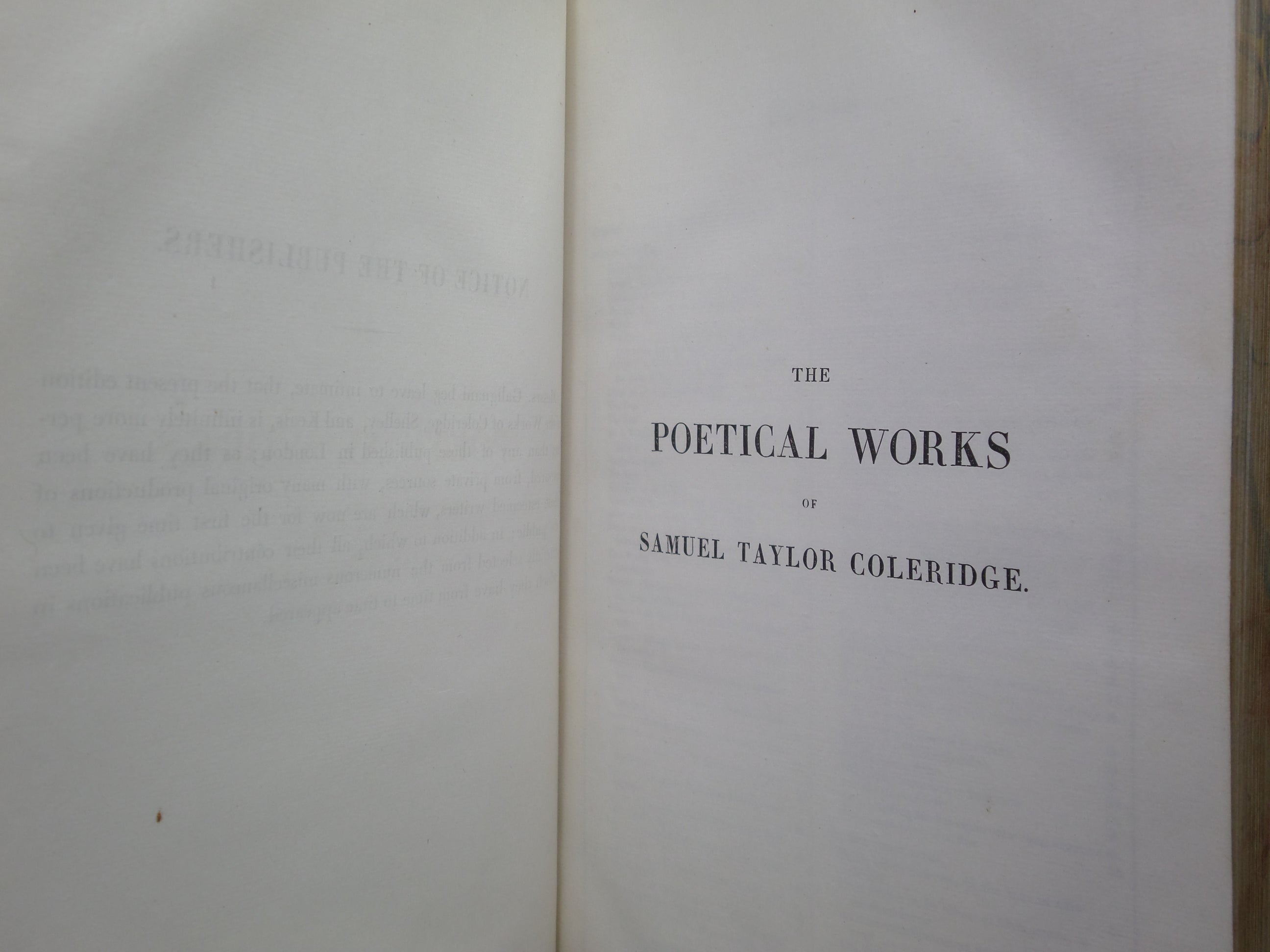 THE POETICAL WORKS OF COLERIDGE, SHELLEY AND KEATS 1829 GALIGNANI FIRST EDITION