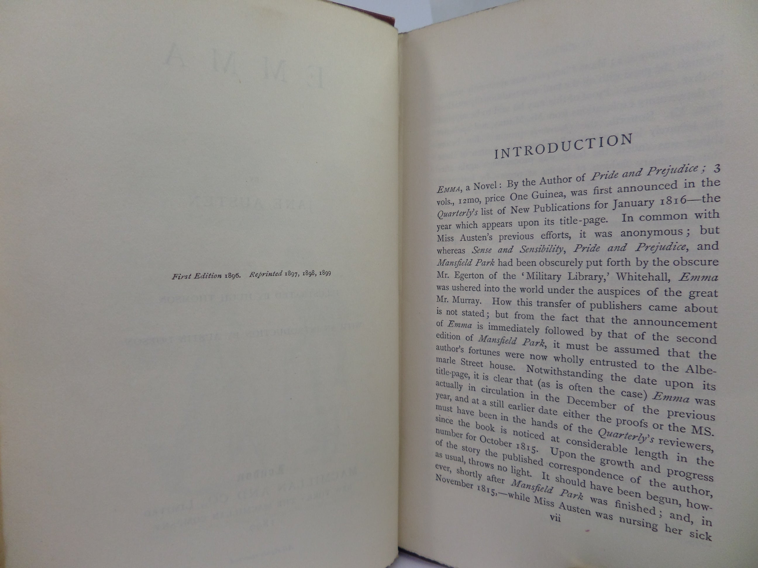 EMMA BY JANE AUSTEN 1899 ILLUSTRATED BY HUGH THOMSON