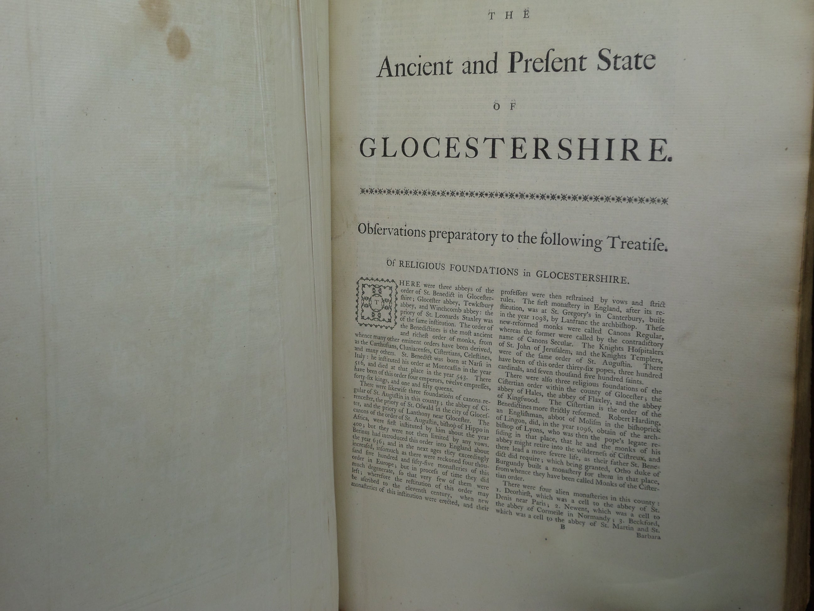 THE ANCIENT AND PRESENT STATE OF GLOCESTERSHIRE 1768 ROBERT ATKYNS, FINE BINDING