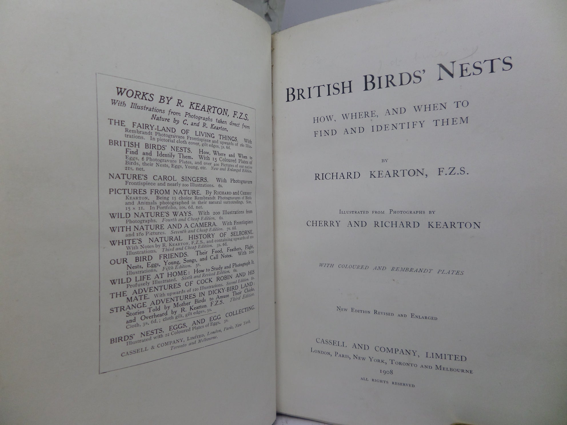 BRITISH BIRDS NESTS BY RICHARD KEARTON 1908 LEATHER BINDING