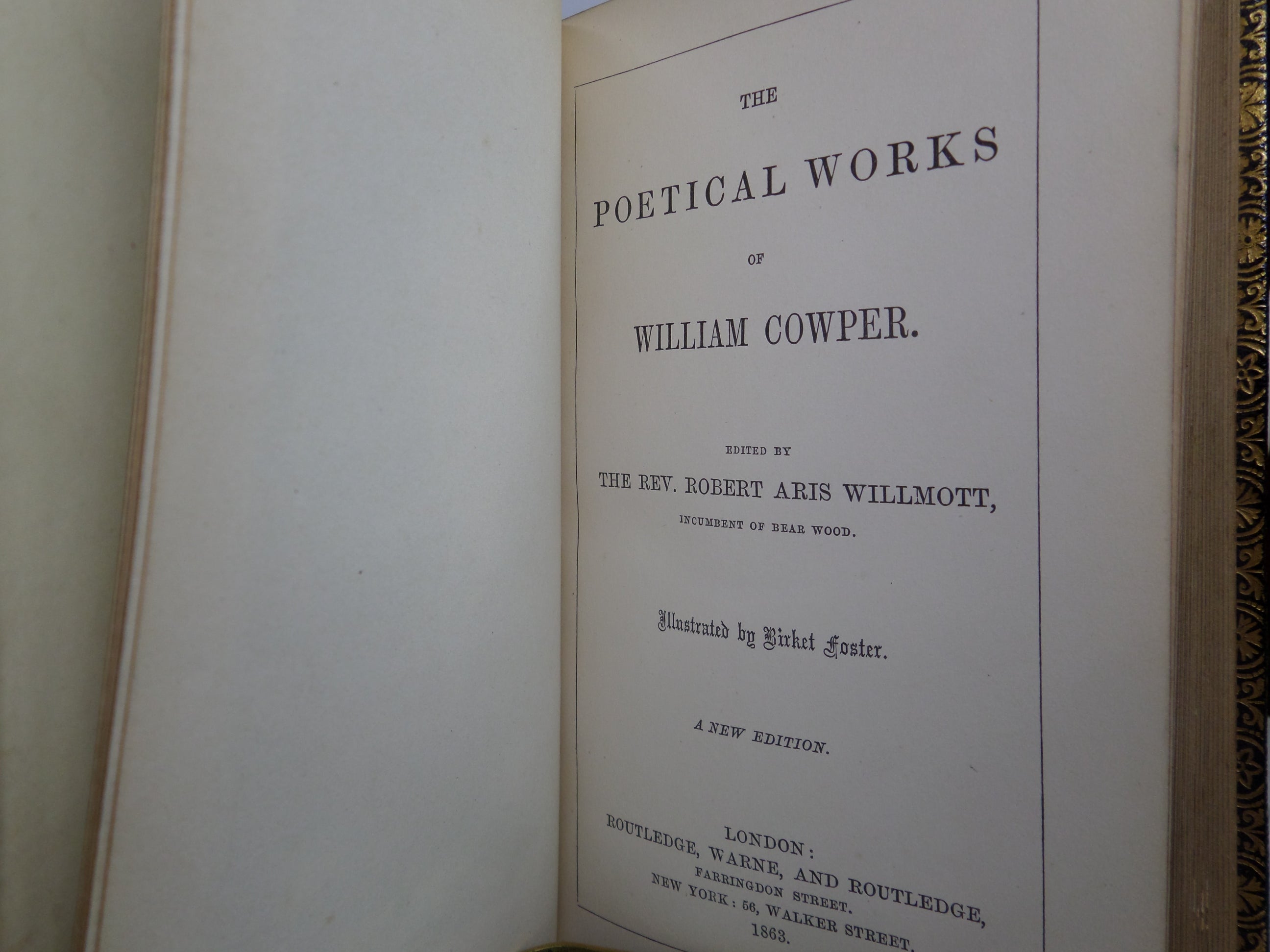 THE POETICAL WORKS OF WILLIAM COWPER 1863 FINE BINDING, ILLUSTRATED