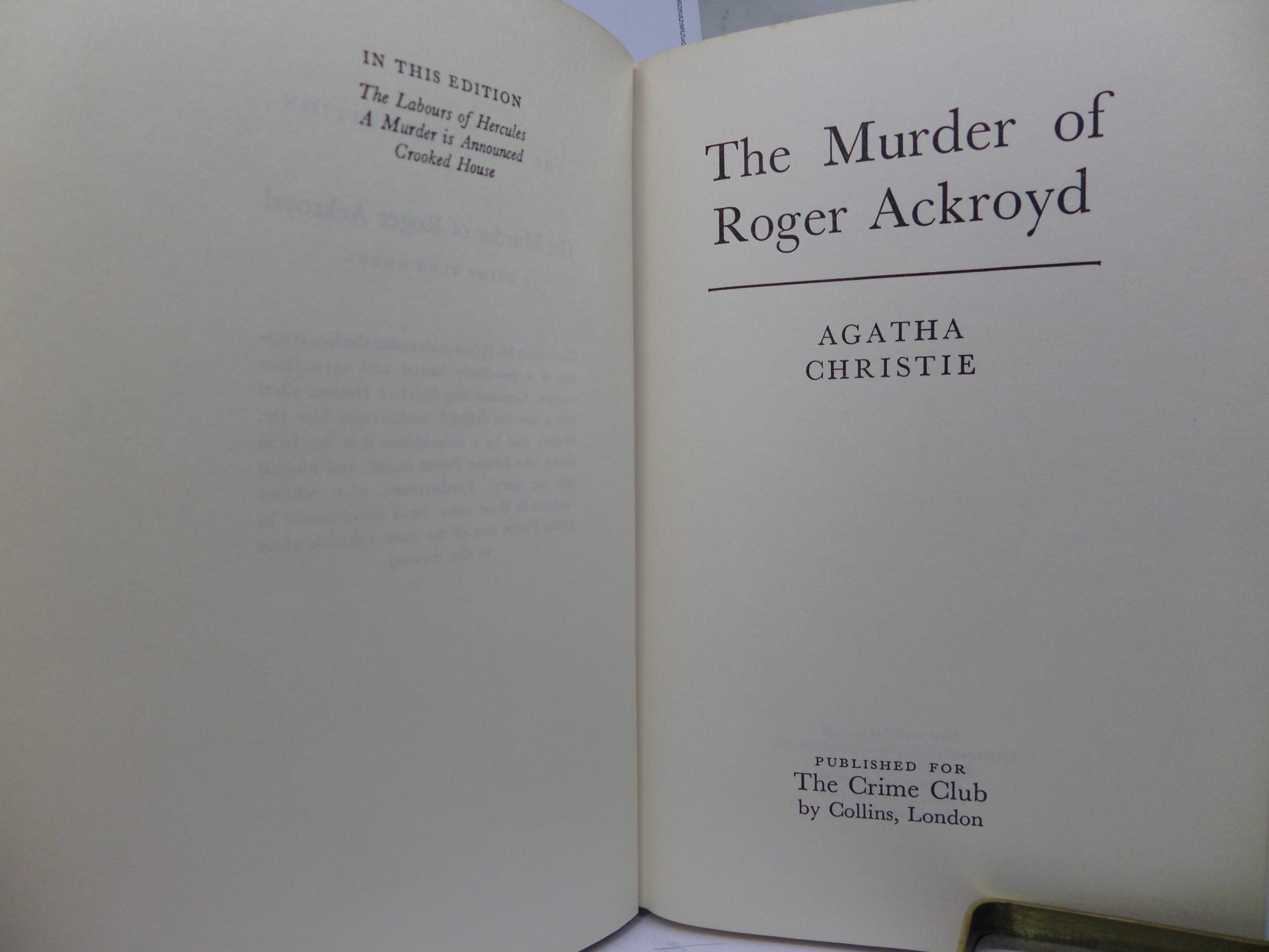 THE MURDER OF ROGER ACKROYD BY AGATHA CHRISTIE 1967