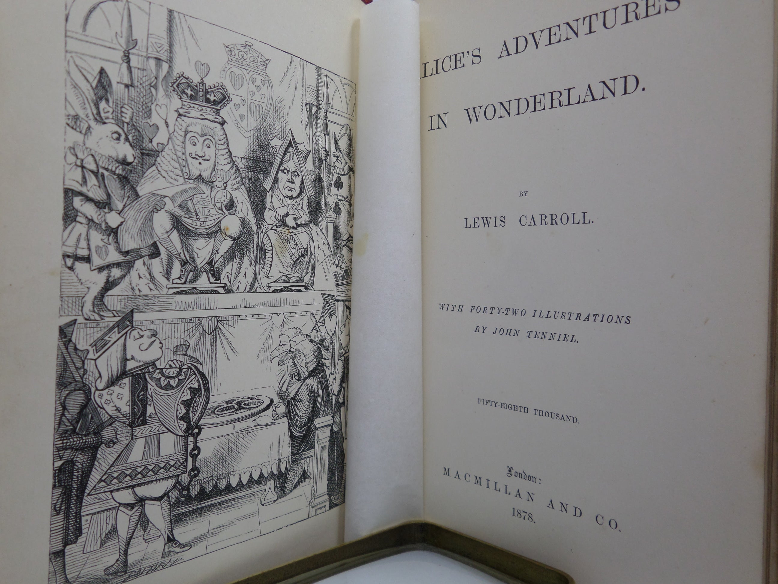 ALICE'S ADVENTURES IN WONDERLAND BY LEWIS CARROLL 1878 EARLY EDITION