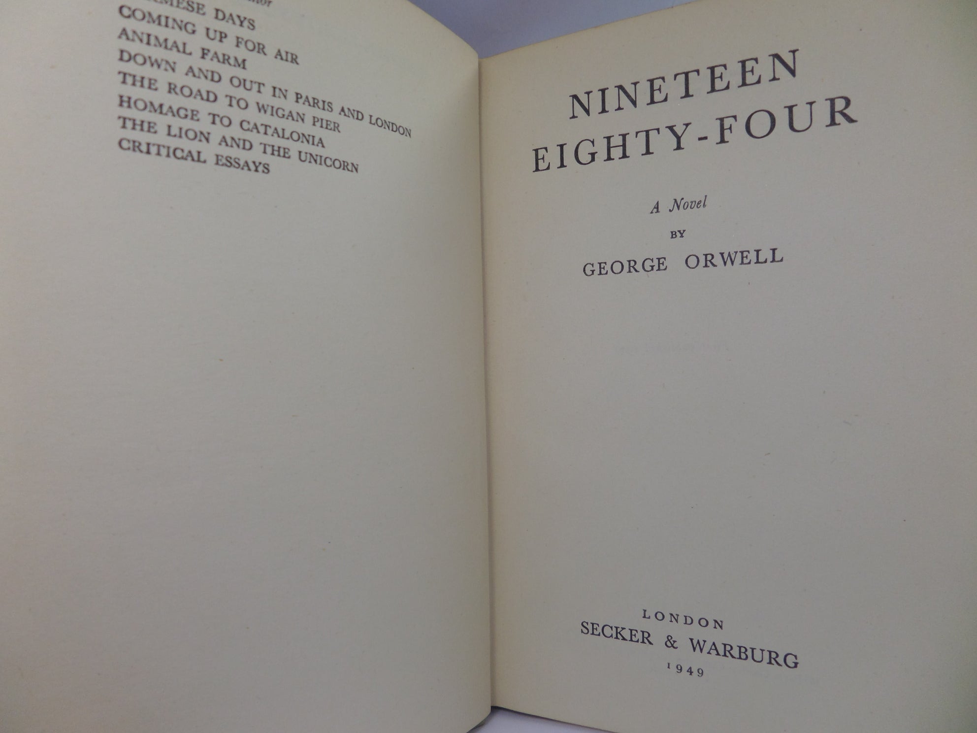 NINETEEN EIGHTY-FOUR BY GEORGE ORWELL 1949 FIRST EDITION – MFR Rare Books