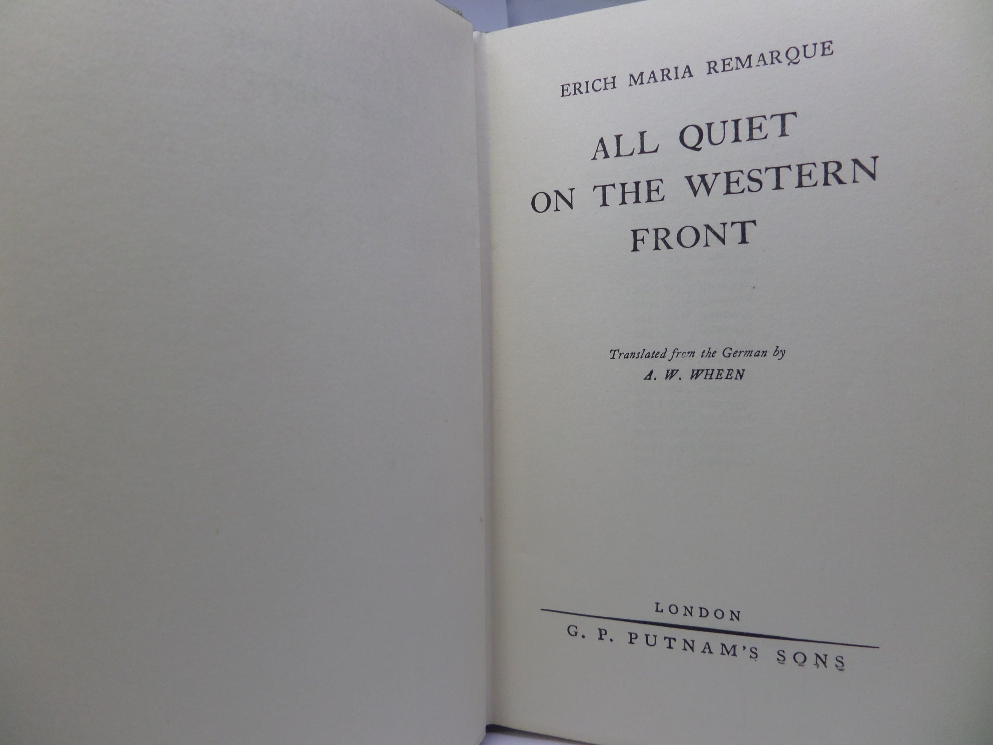 ALL QUIET ON THE WESTERN FRONT 1929 ERICH MARIA REMARQUE HARDCOVER WITH DUST JACKET