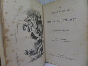 LIFE AND ADVENTURES OF MARTIN CHUZZLEWIT BY CHARLES DICKENS 1850 LEATHER BINDING
