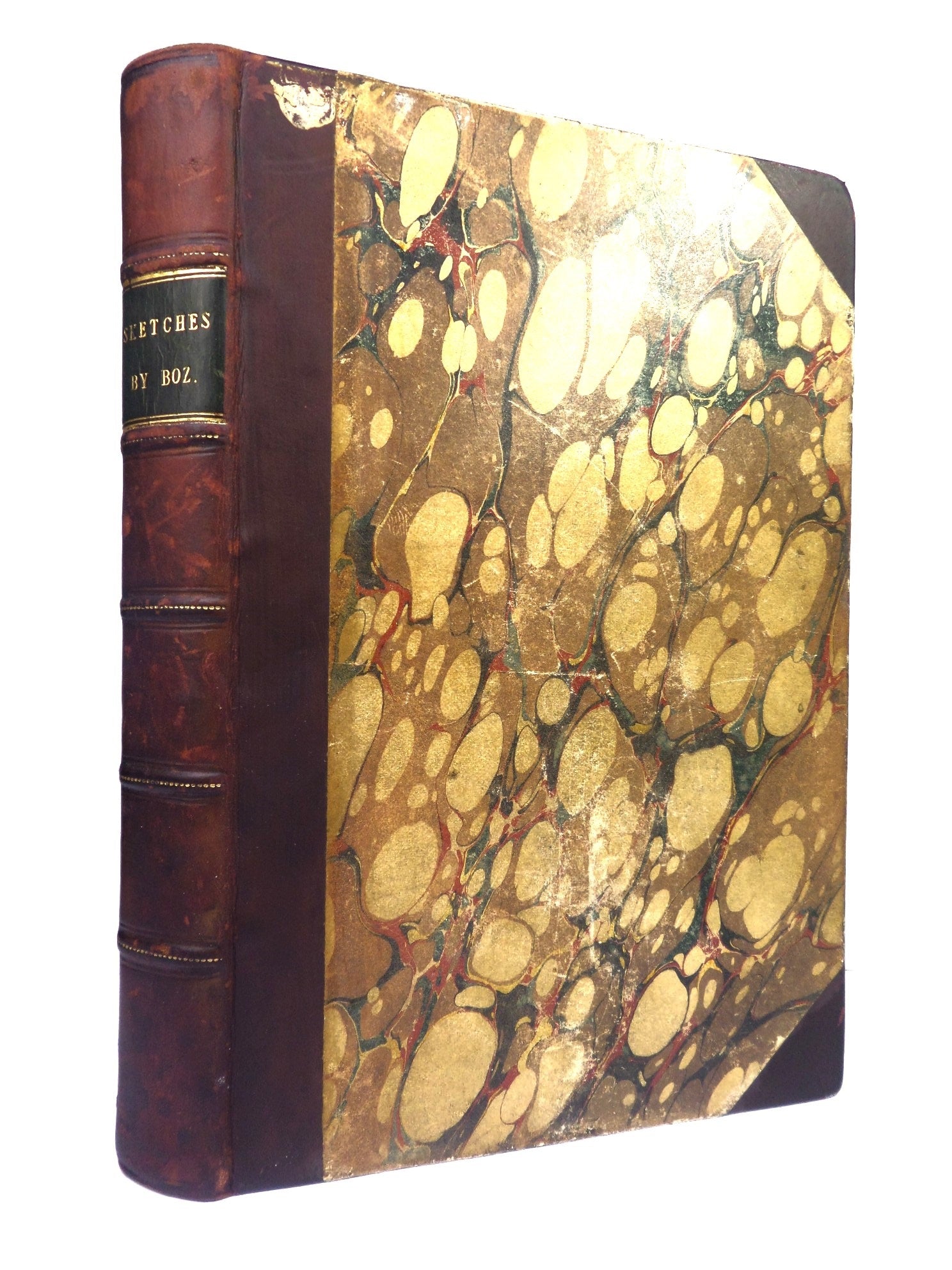 SKETCHES BY BOZ BY CHARLES DICKENS 1850 LEATHER BINDING