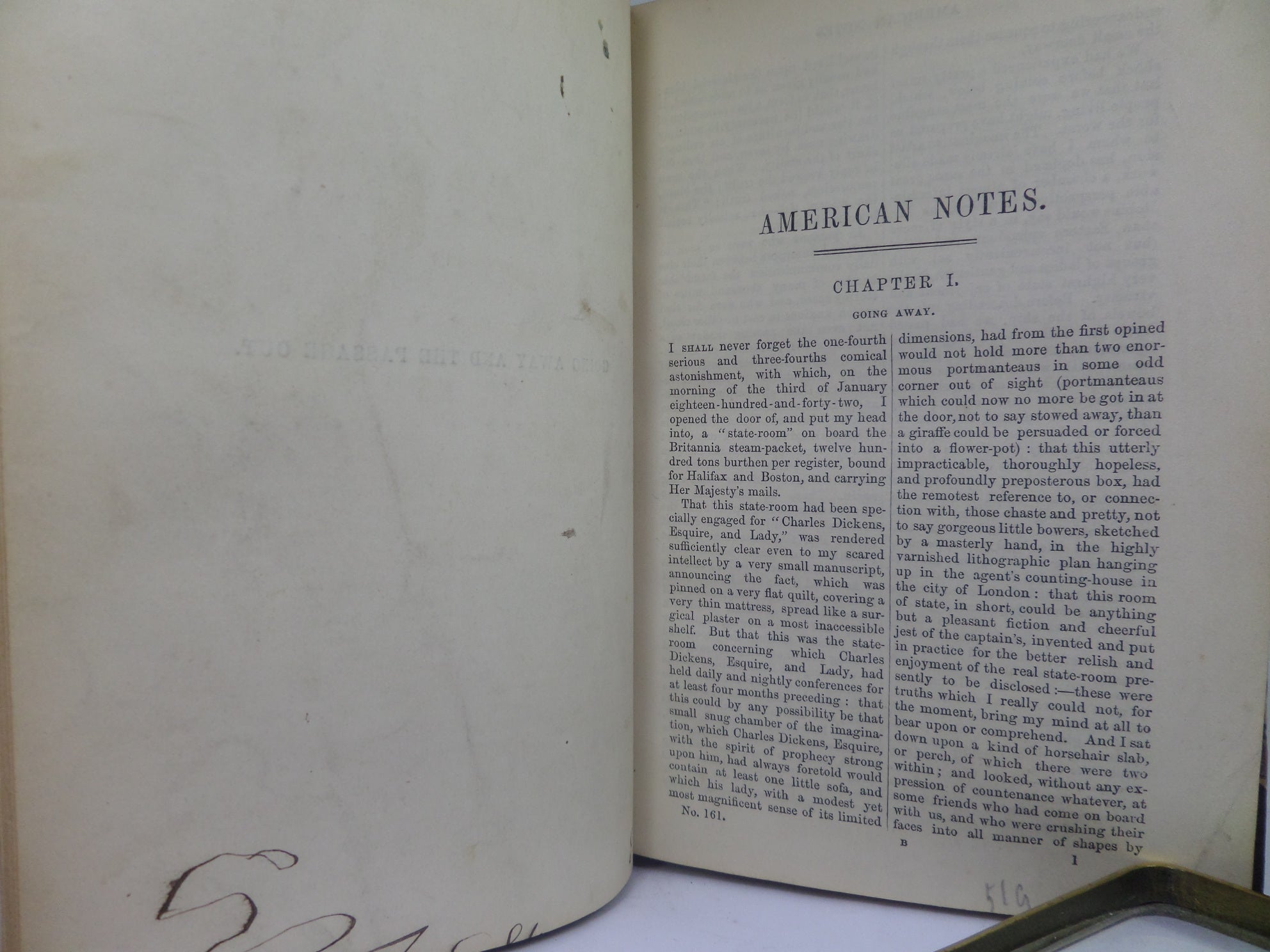 AMERICAN NOTES BY CHARLES DICKENS 1850 LEATHER BINDING