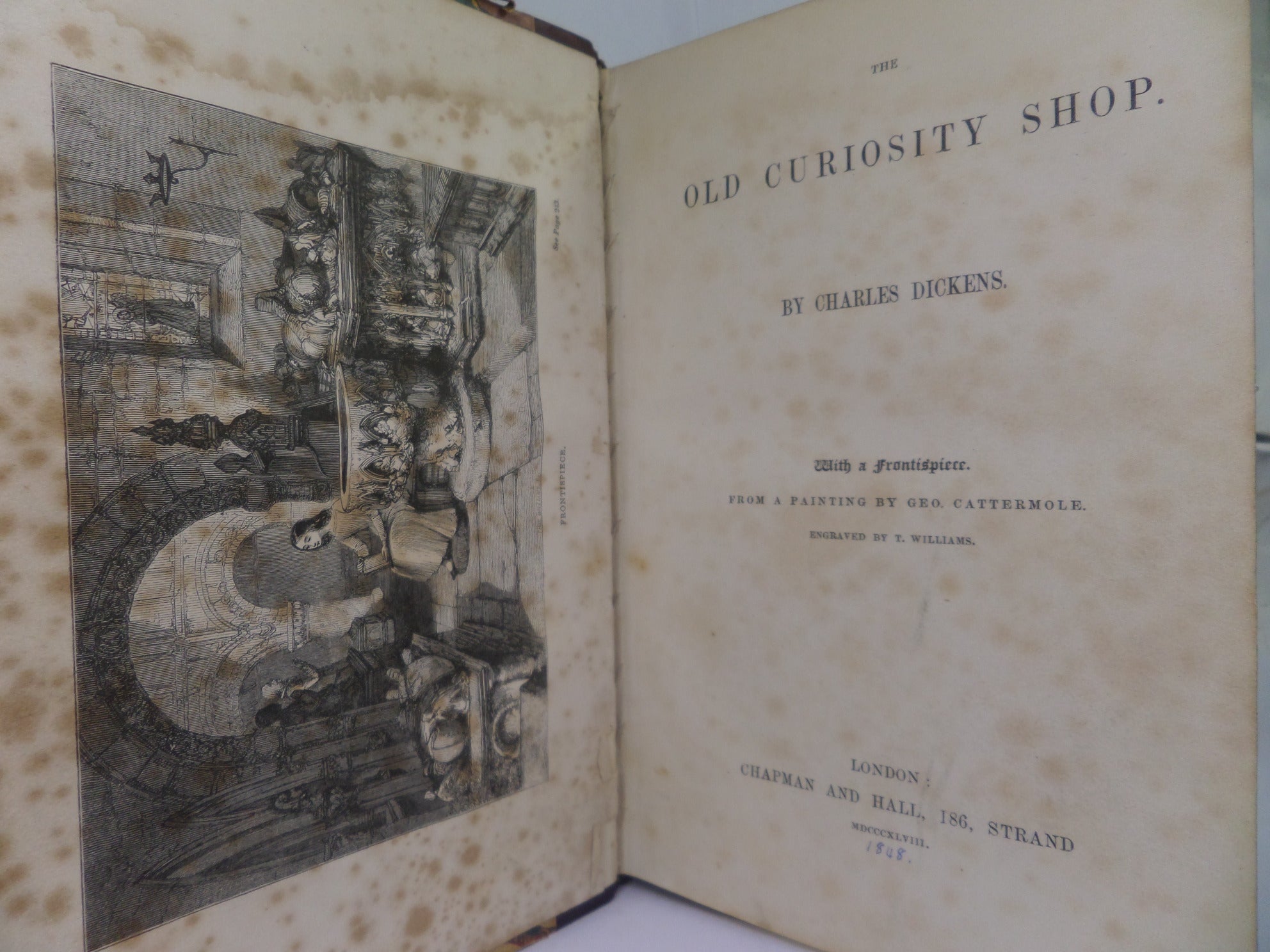 THE OLD CURIOSITY SHOP BY CHARLES DICKENS 1848 LEATHER BINDING