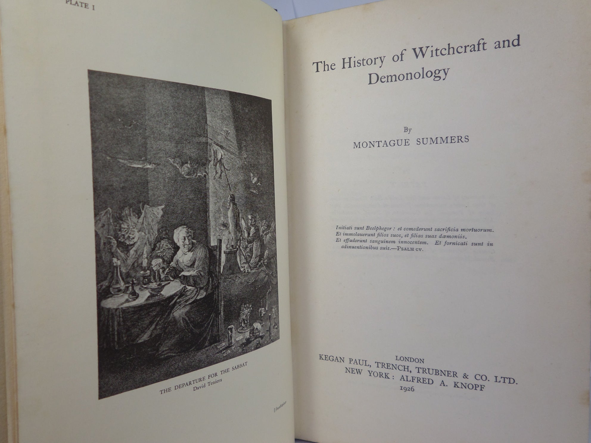 THE HISTORY OF WITCHCRAFT AND DEMONOLOGY BY MONTAGUE SUMMERS 1926 FIRST EDITION