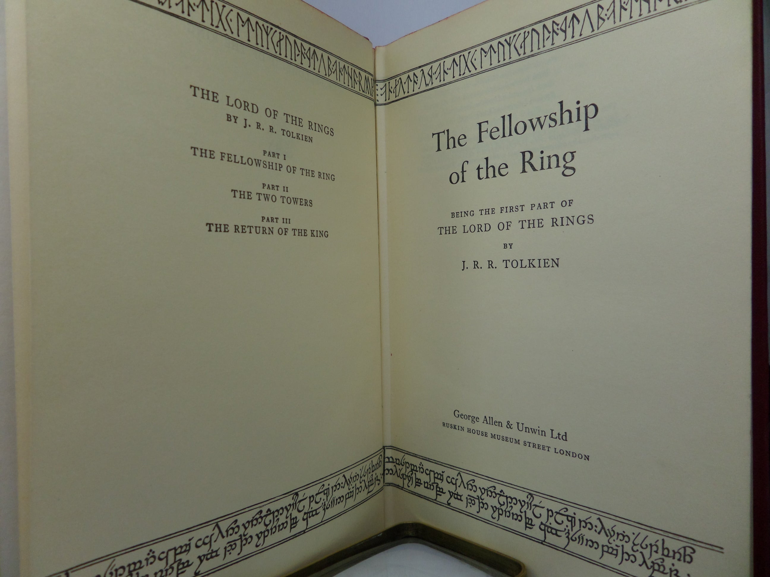 THE FELLOWSHIP OF THE RING; LORD OF THE RINGS 1959 J.R.R. TOLKIEN FIRST EDITION, 8TH IMPRESSION