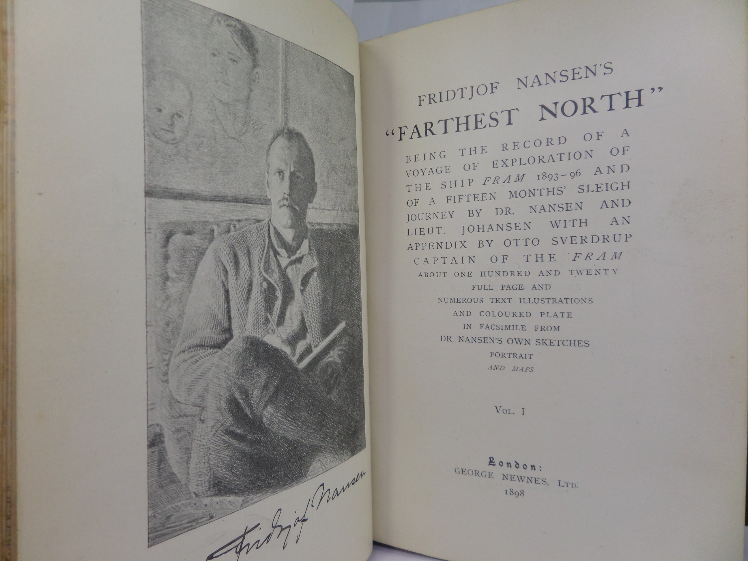 FARTHEST NORTH BY FRIDTJOF NANSEN 1898 LEATHER BOUND IN TWO VOLUMES