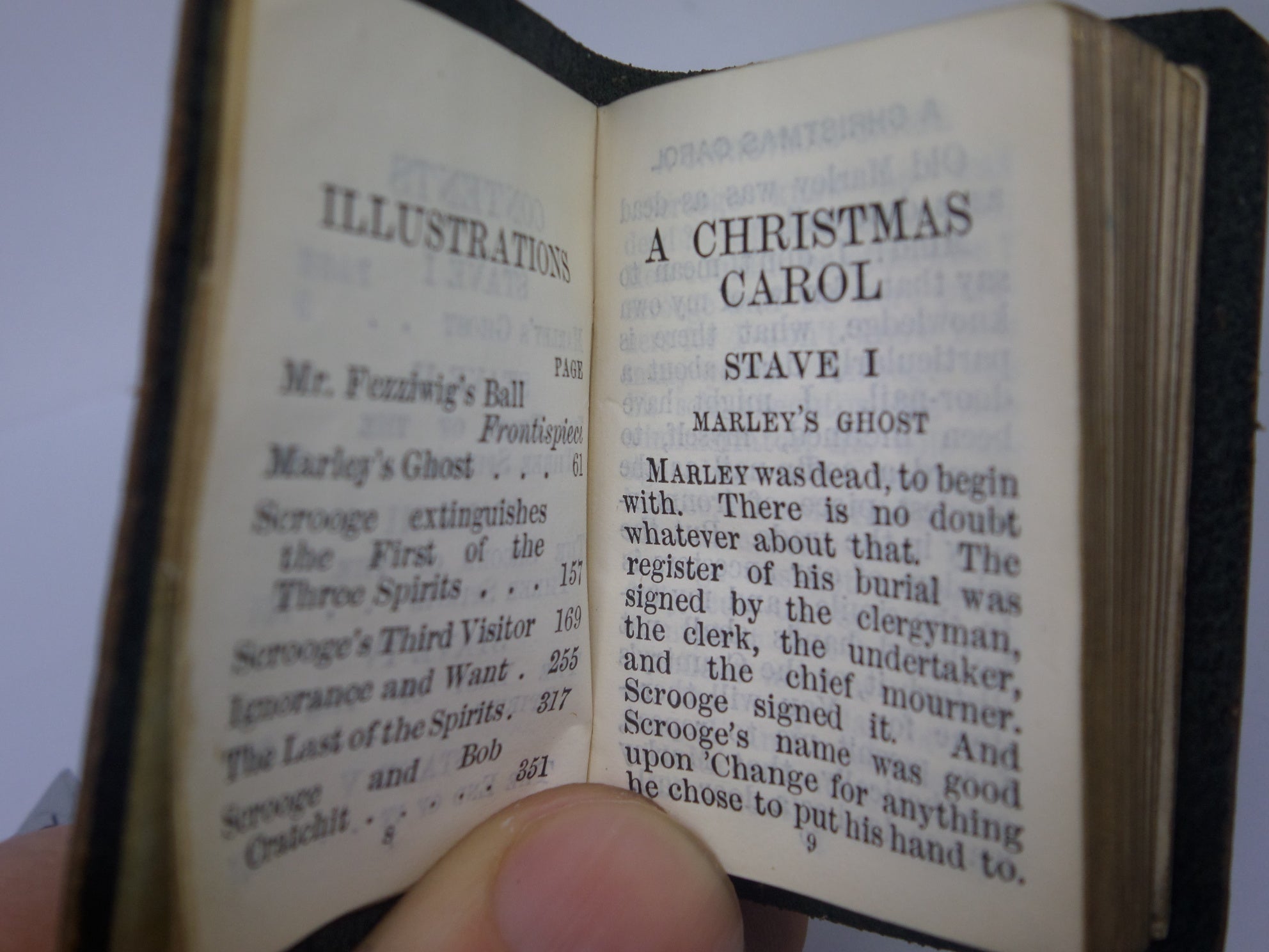 A CHRISTMAS CAROL BY CHARLES DICKENS 1904 MINIATURE EDITION, LEATHER BINDING