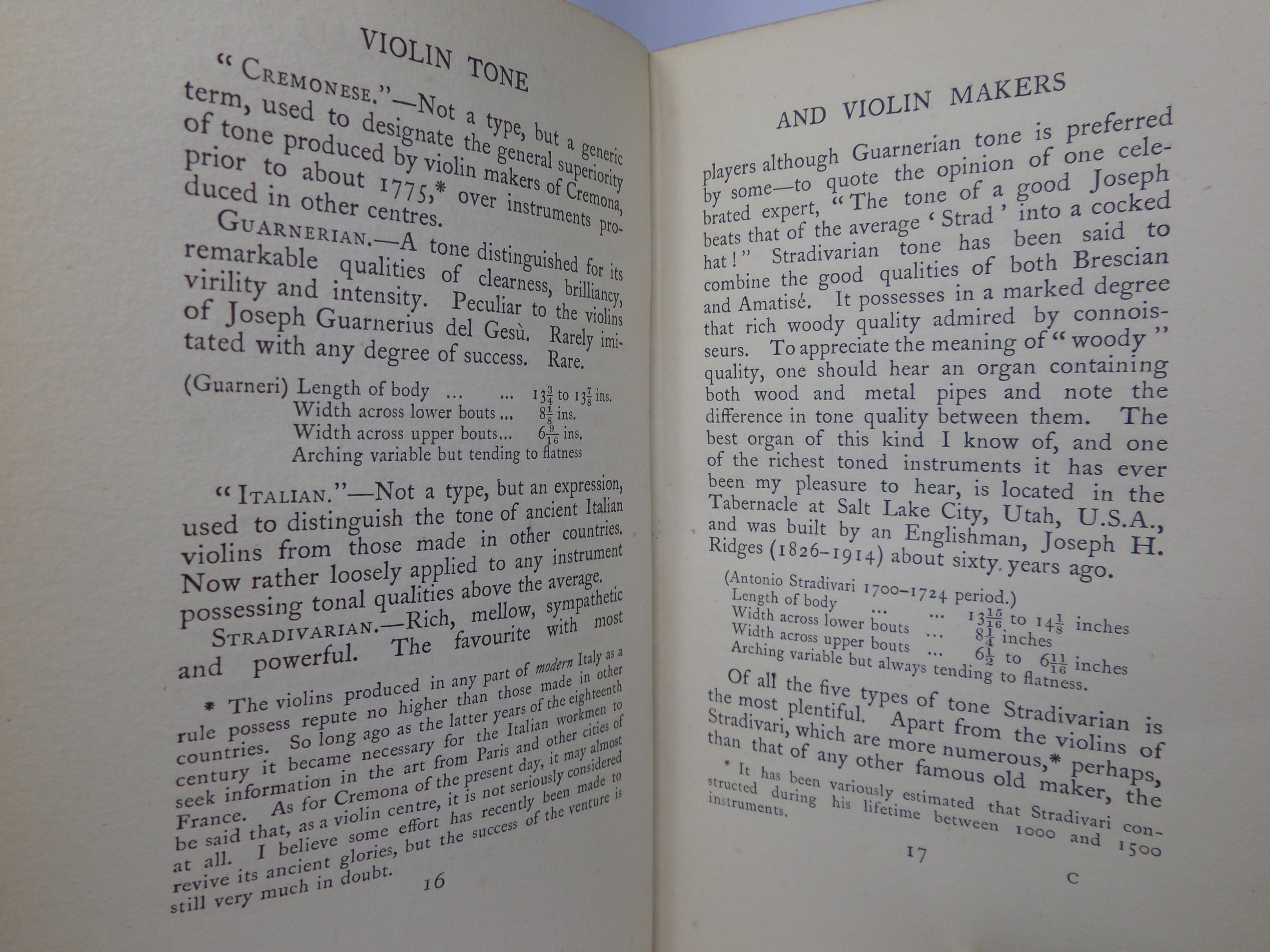 VIOLIN TONE AND VIOLIN MAKERS BY HIDALGO MOYA & TOWRY PIPER 1916 SIGNED FIRST EDITION