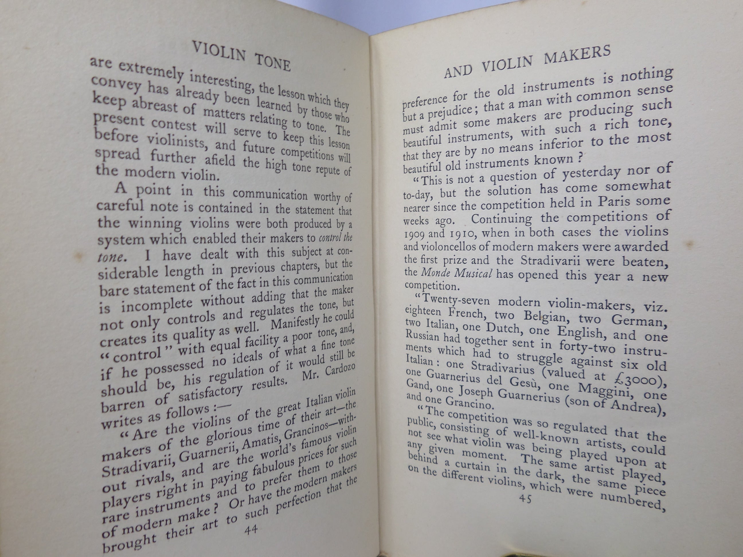 VIOLIN TONE AND VIOLIN MAKERS BY HIDALGO MOYA & TOWRY PIPER 1916 SIGNED FIRST EDITION