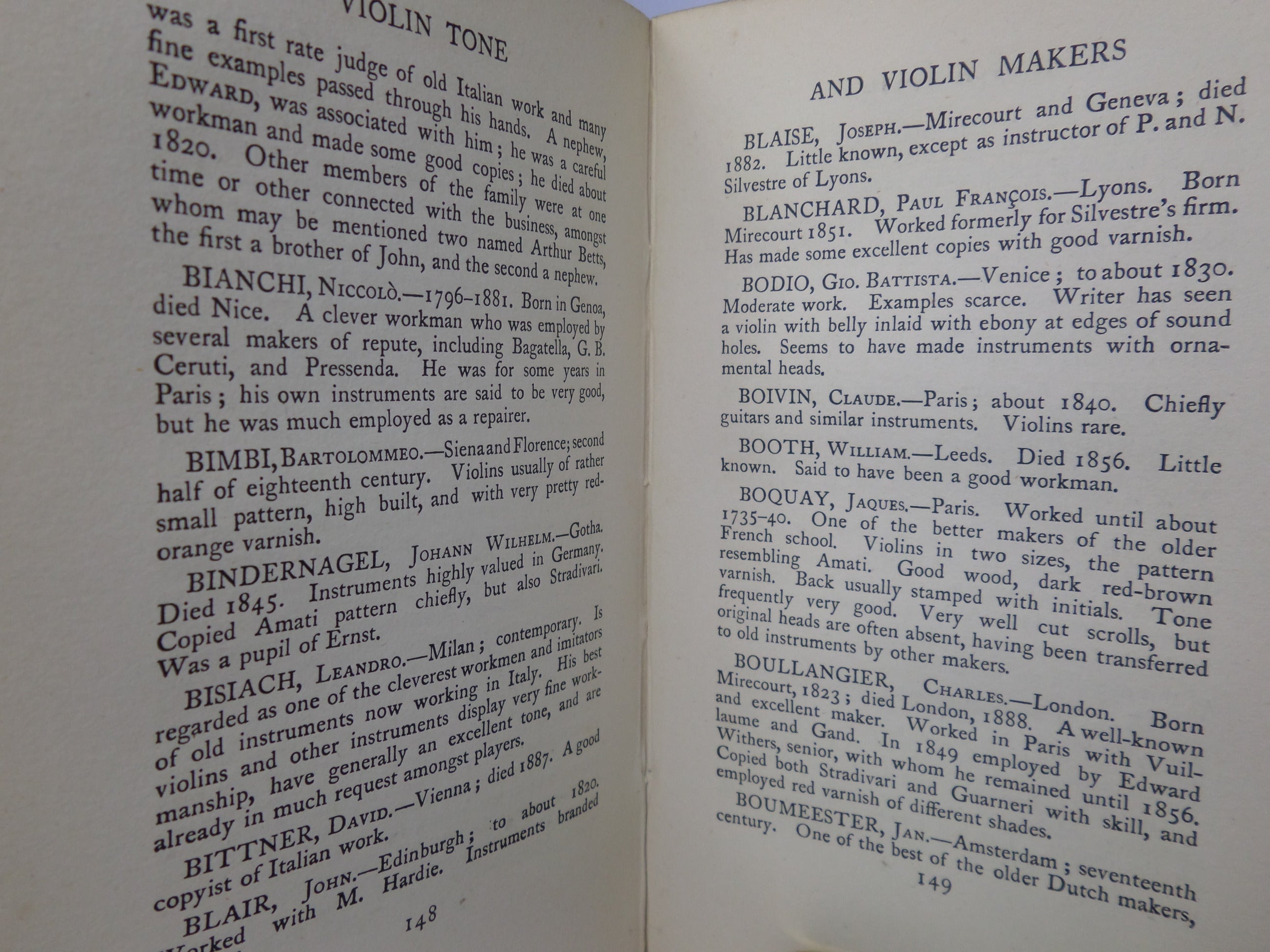 VIOLIN TONE AND VIOLIN MAKERS BY HIDALGO MOYA & TOWRY PIPER 1916 SIGNED FIRST EDITION