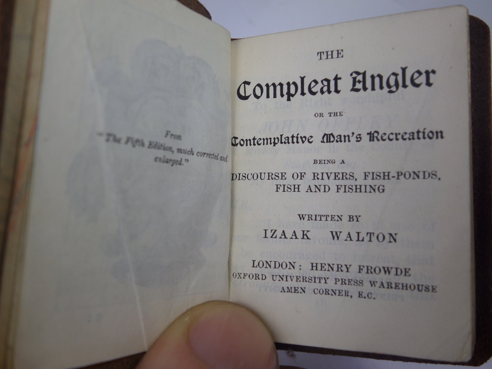 THE COMPLEAT ANGLER BY IZAAK WALTON CA.1900 MINIATURE EDITION, LEATHER BINDING