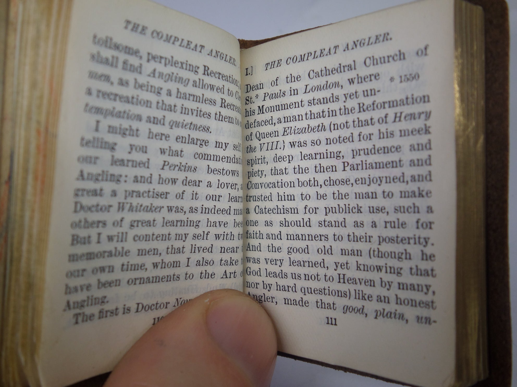 THE COMPLEAT ANGLER BY IZAAK WALTON CA.1900 MINIATURE EDITION, LEATHER BINDING