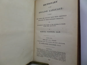 A DICTIONARY OF THE ENGLISH LANGUAGE BY SAMUEL JOHNSON 1843 LEATHER-BOUND