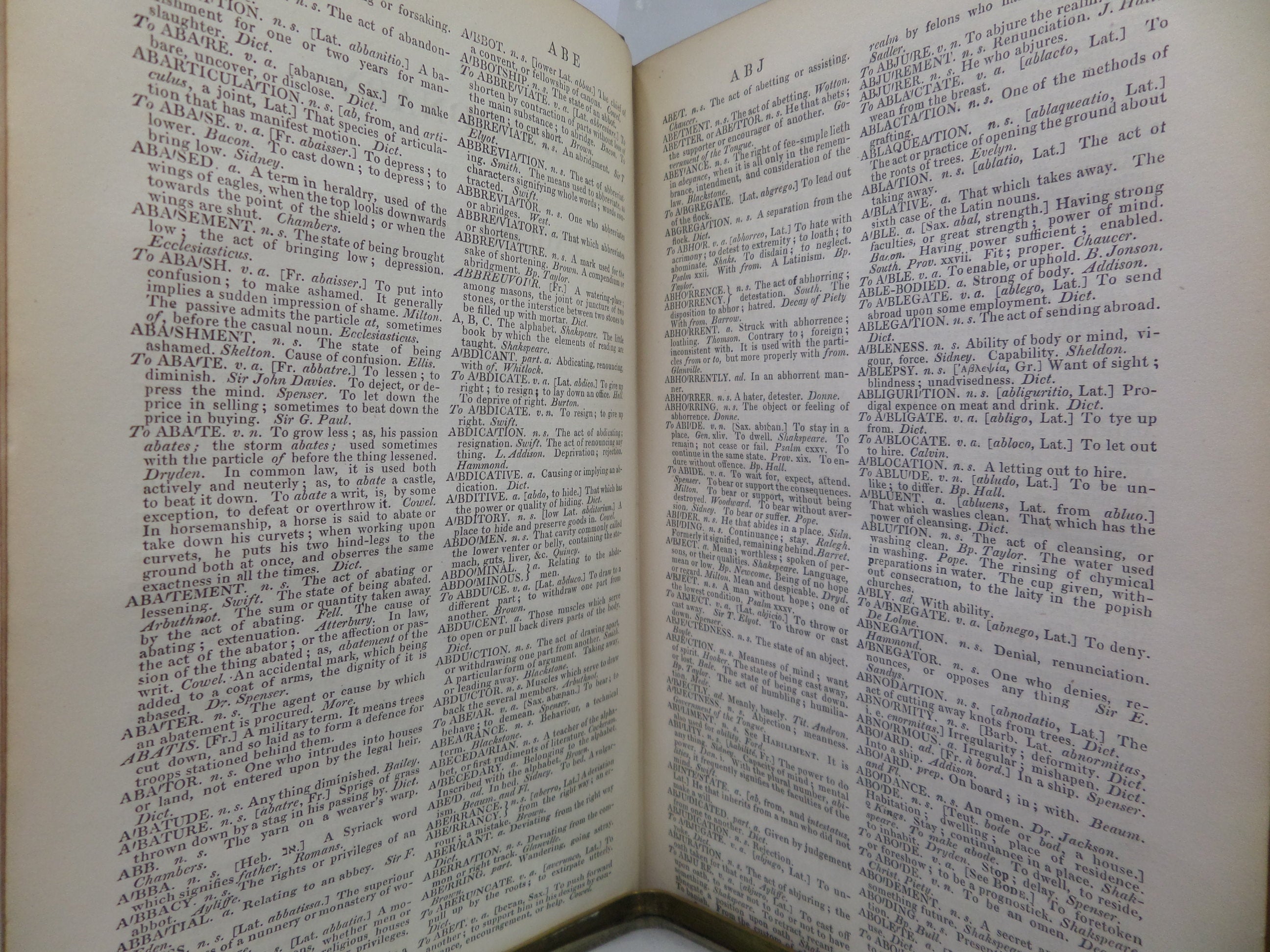 A DICTIONARY OF THE ENGLISH LANGUAGE BY SAMUEL JOHNSON 1843 LEATHER-BOUND