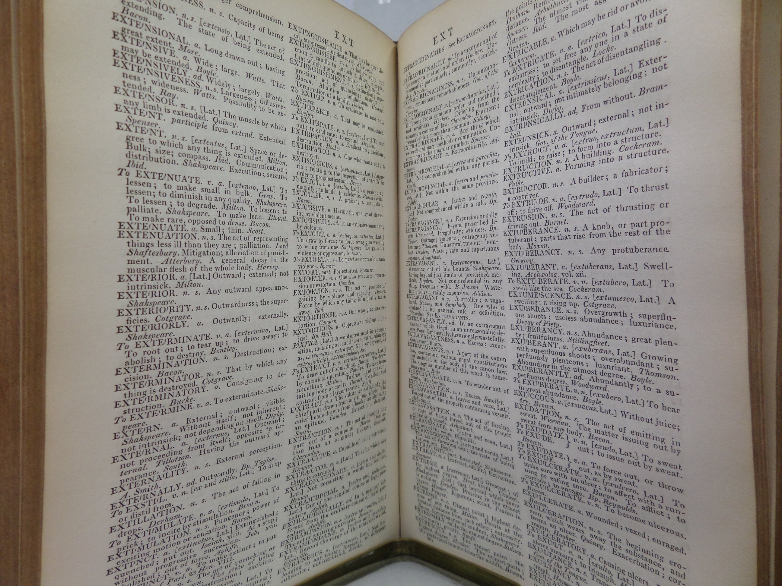 A DICTIONARY OF THE ENGLISH LANGUAGE BY SAMUEL JOHNSON 1843 LEATHER-BOUND