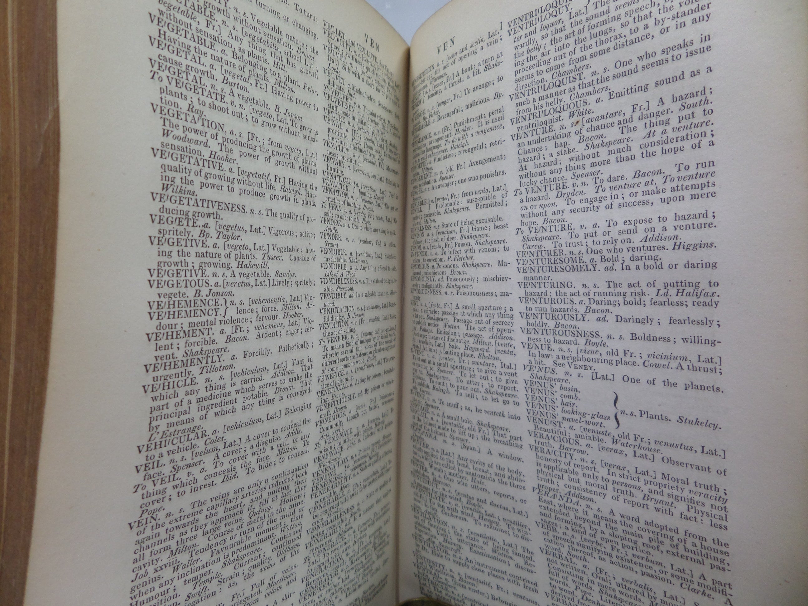 A DICTIONARY OF THE ENGLISH LANGUAGE BY SAMUEL JOHNSON 1843 LEATHER-BOUND