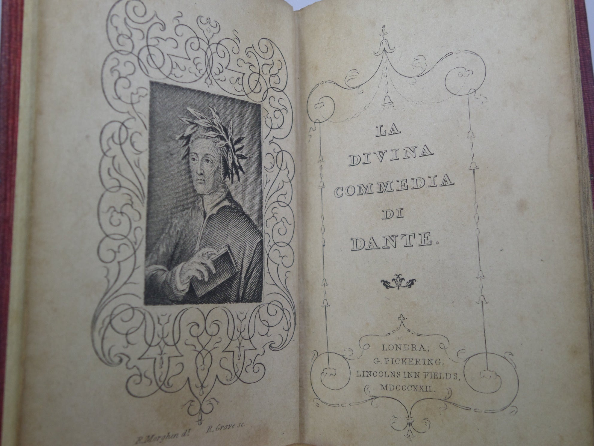 LA DIVINA COMMEDIA BY DANTE ALIGHIERI 1823 IN TWO MINIATURE VOLUMES