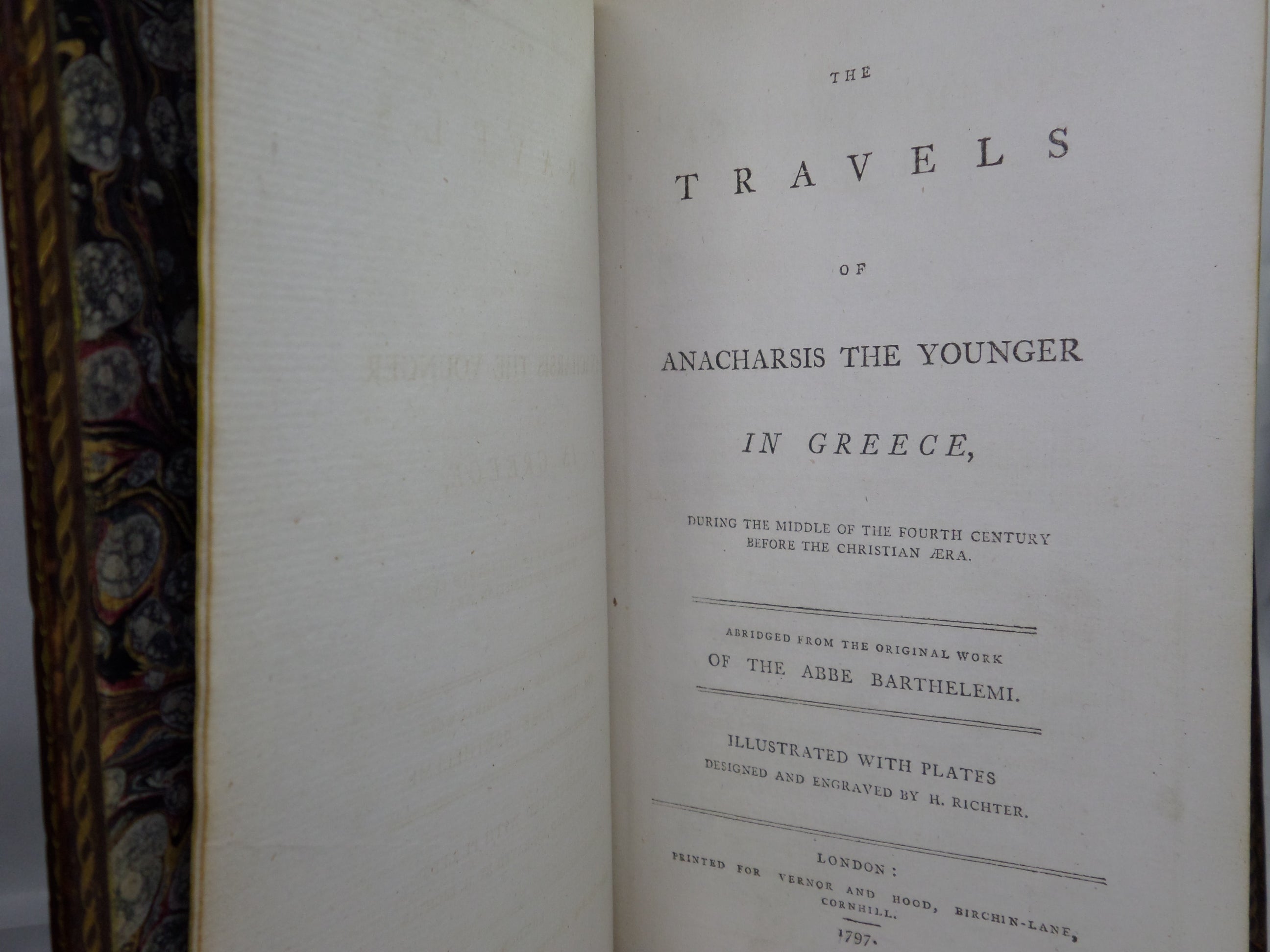 THE TRAVELS OF ANACHARSIS THE YOUNGER IN GREECE 1797 FINE LEATHER BINDING