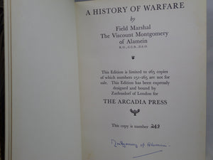 A HISTORY OF WARFARE, SIGNED BY MONTGOMERY OF ALAMEIN, FINE ZAEHNSDORF BINDING