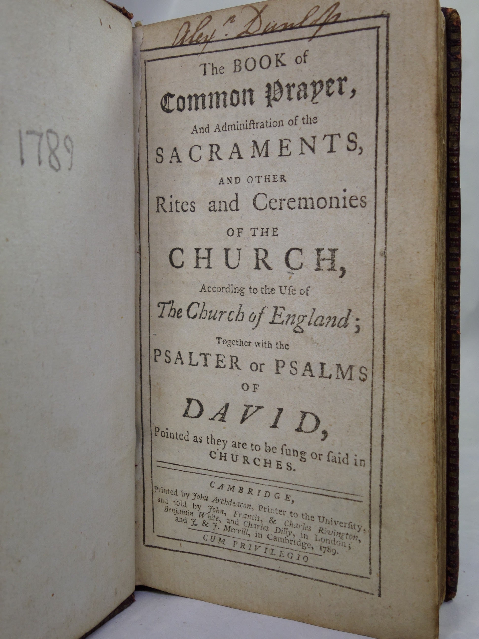 THE BOOK OF COMMON PRAYER 1789 FINE LEATHER BINDING